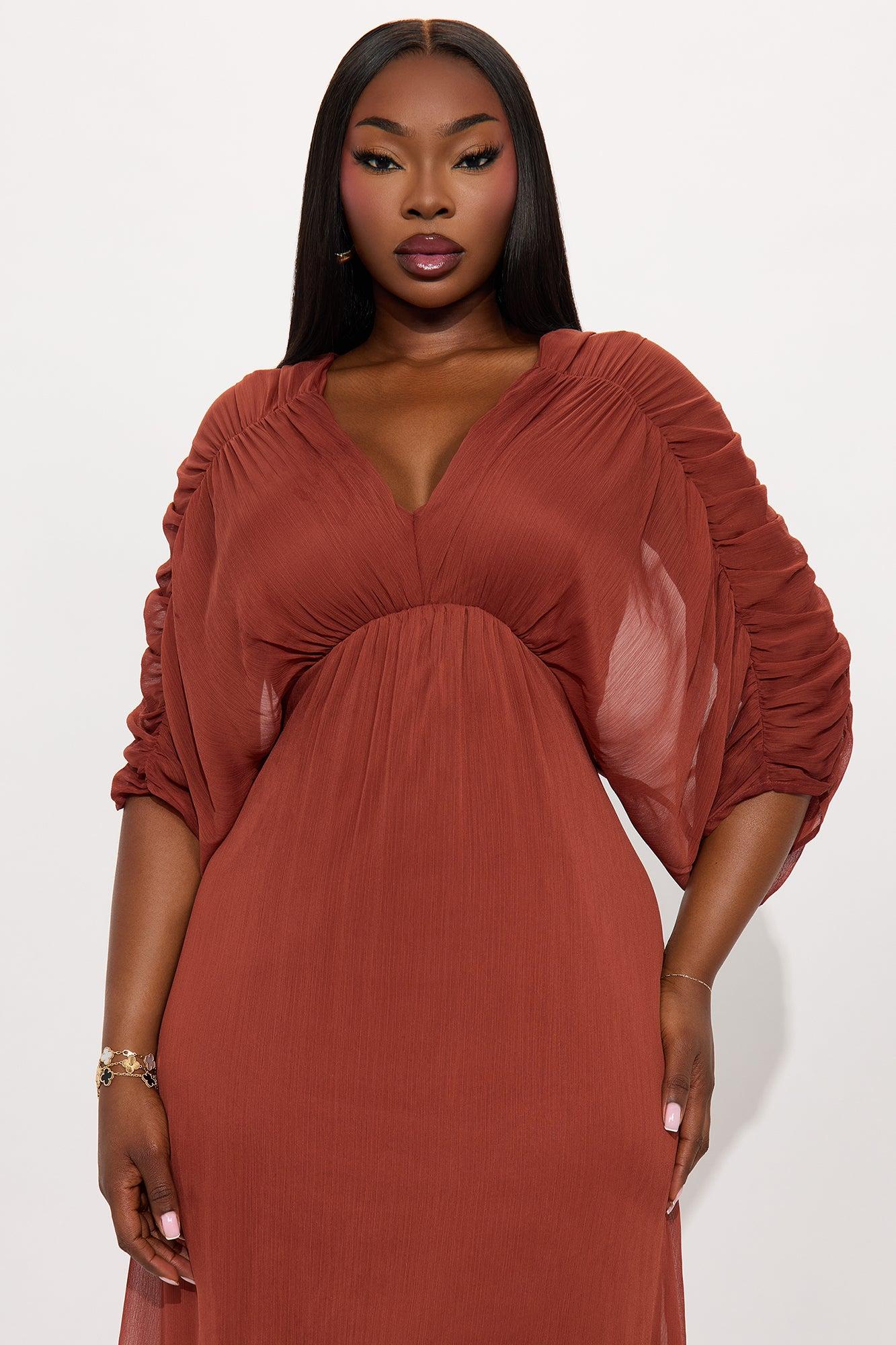 Amaya Chiffon Maxi Dress - Brown Female Product Image