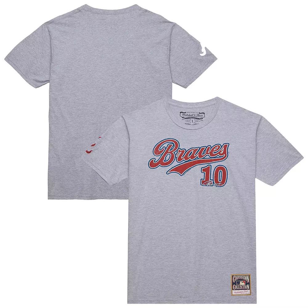 Mens Mitchell & Ness Chipper Jones Heather Gray Atlanta Braves Cooperstown Collection Player T-Shirt Product Image