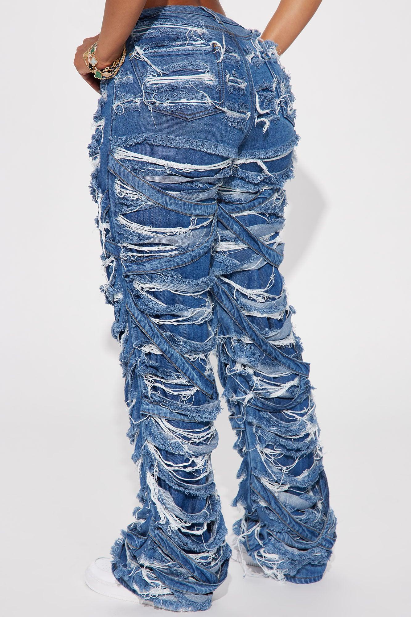 Never Low Key Shredded Straight Leg Jeans - Dark Wash Product Image