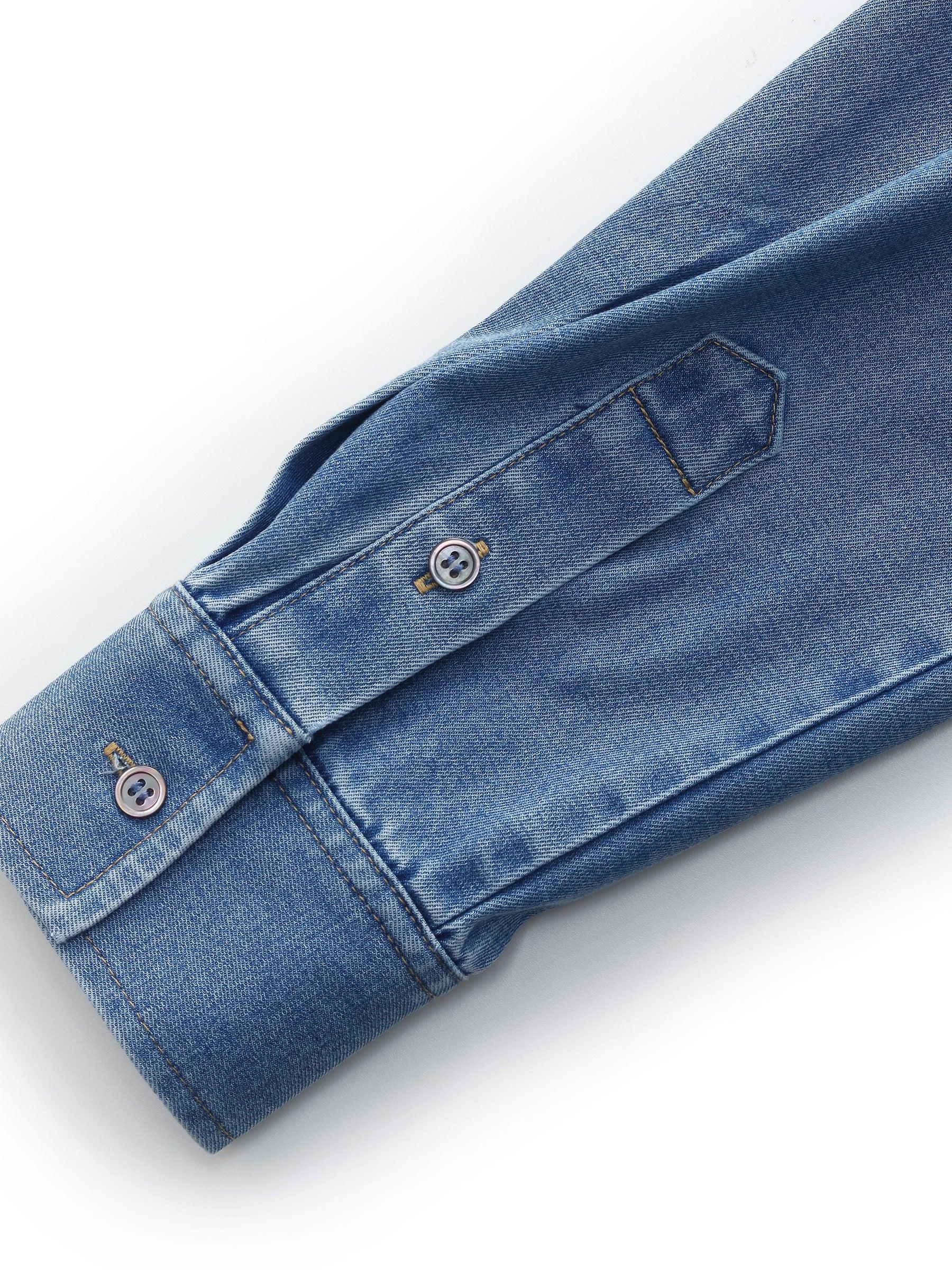 Denim Long Sleeve Women Shirt Product Image