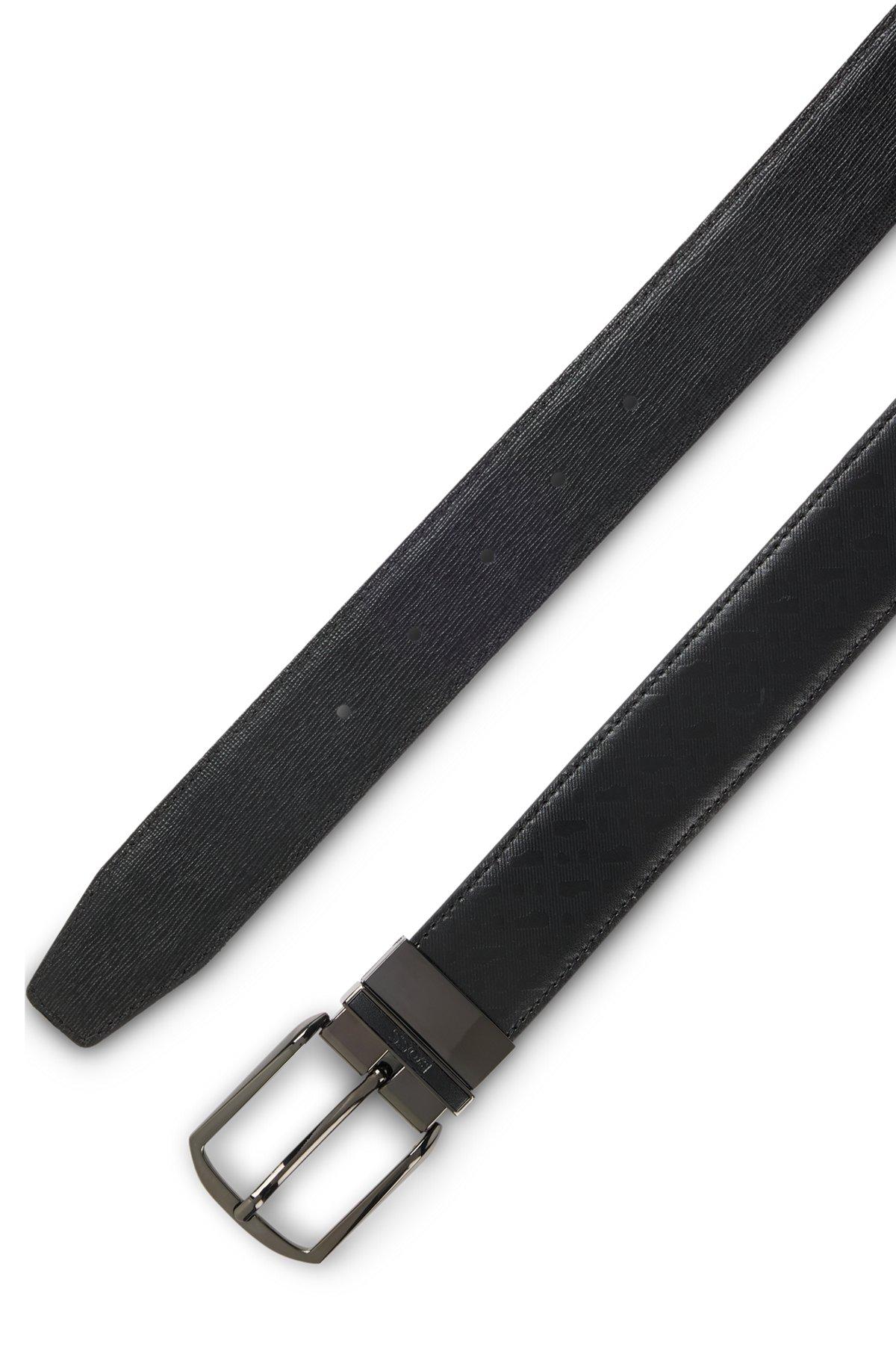 Reversible belt in monogrammed and structured Italian leather Product Image