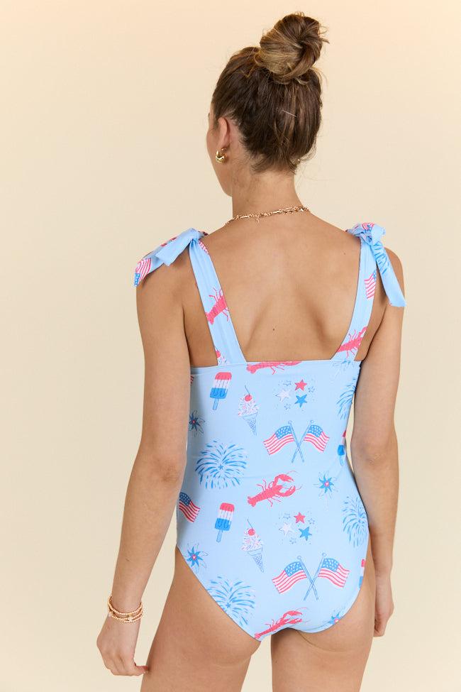 Stateside Swim Club Blue Patriotic Icon One Piece Swimsuit FINAL SALE Product Image
