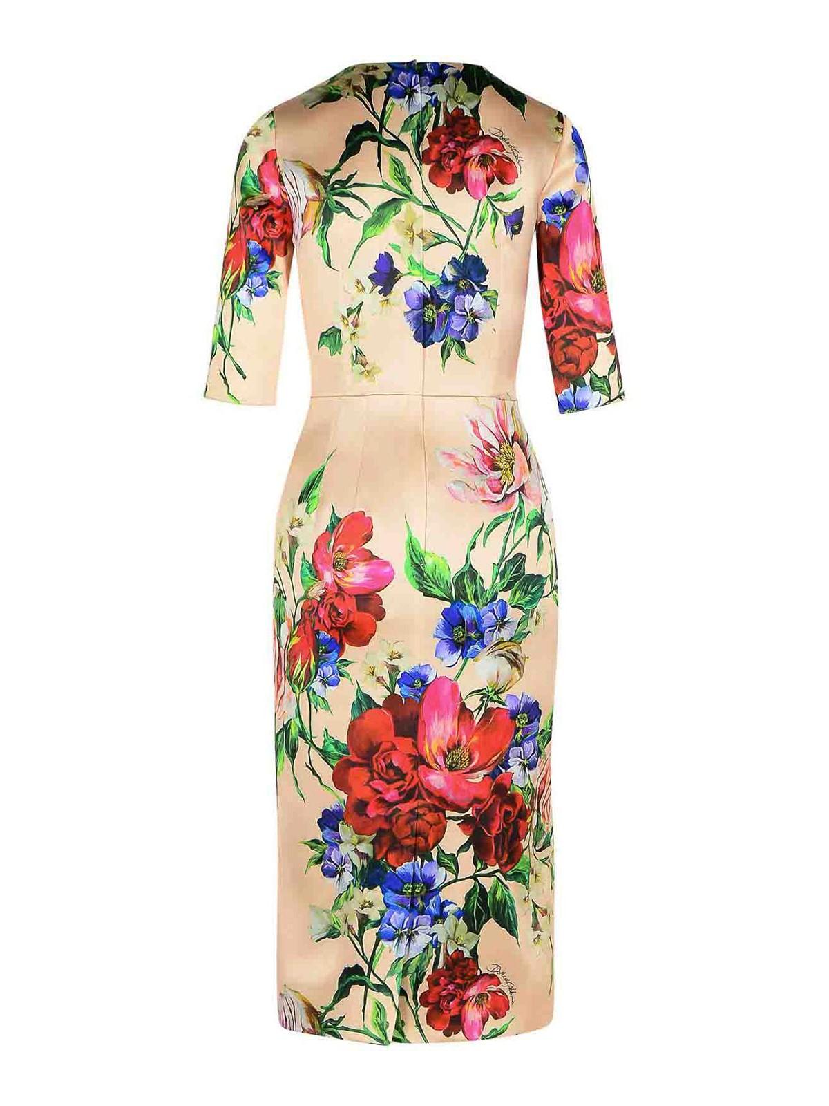 DOLCE & GABBANA Women Flower Print Midi Dress In Neutral Product Image