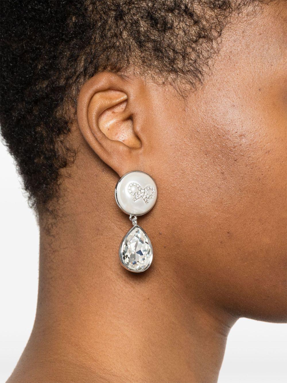 bow crystal-droplet earrings Product Image