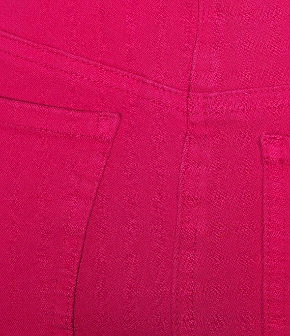Multiples Solid Garment Dyed Straight Leg Fringe Hem Pull-On Ankle Pants Product Image