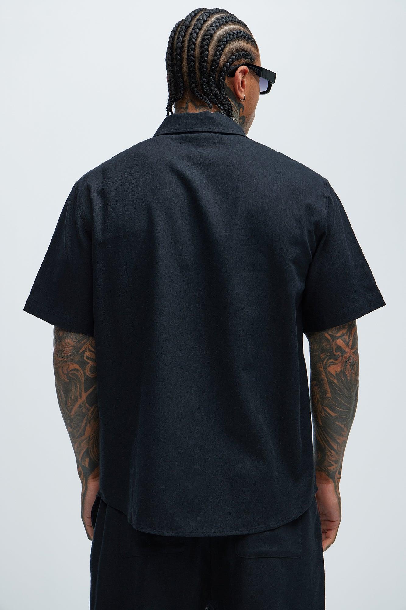 Bahamas Linen Classic Button Up Shirt - Black Product Image