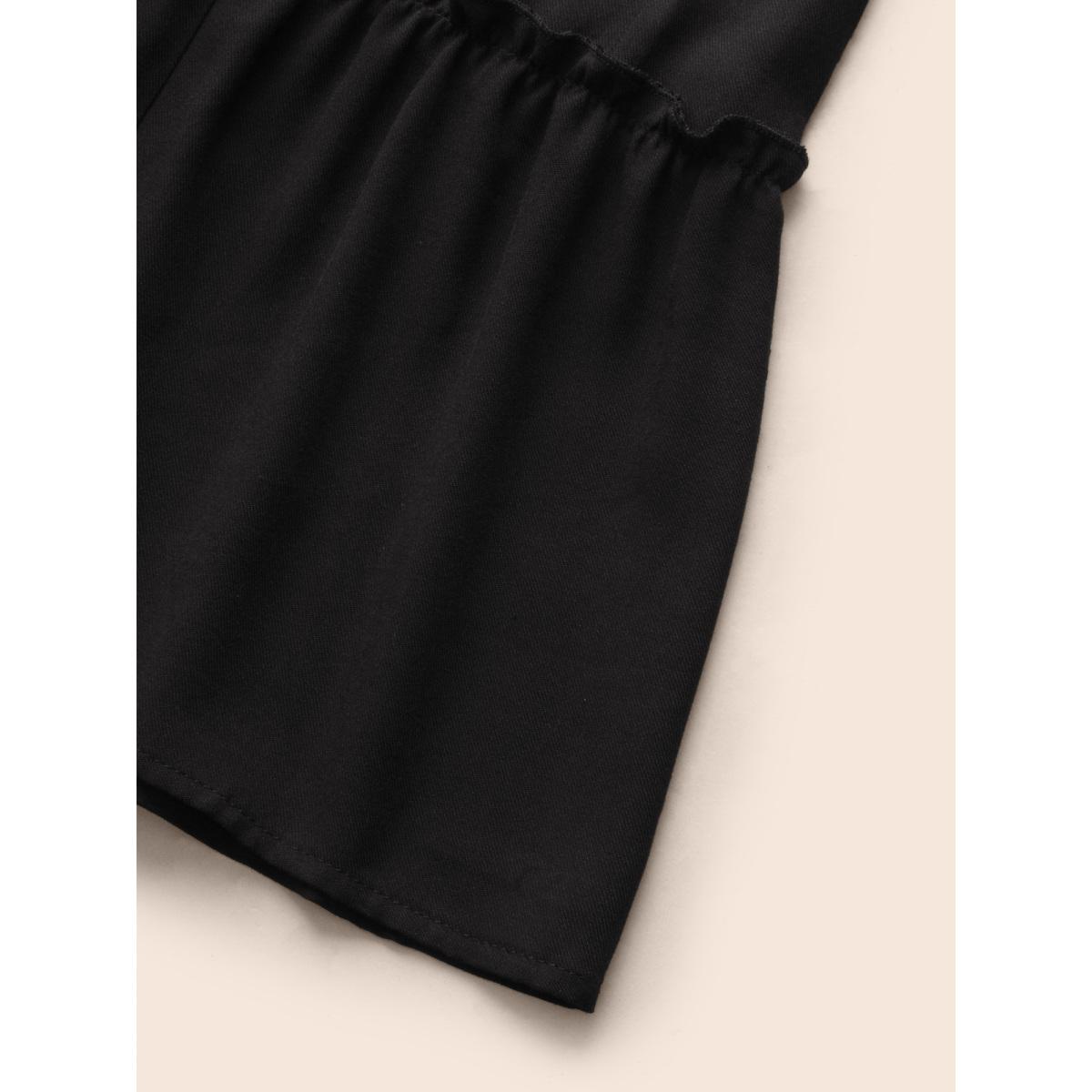 Plus Size Supersoft Essentials Notched Ruffle Layered Hem Sleeveless Dress Black Women Elegant Gathered V-neck Sleeveless Curvy Midi Dress BloomChic 22-24/3X Product Image