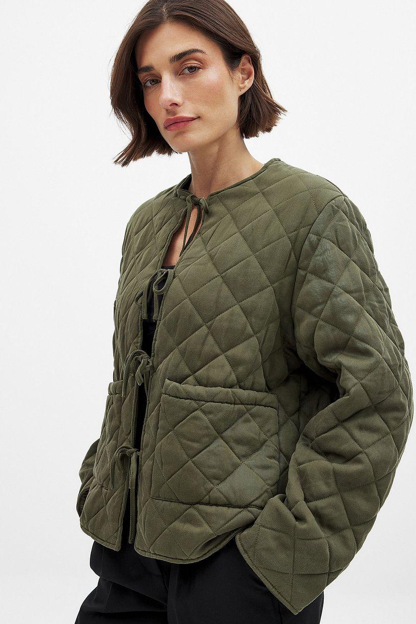 Tie Detail Quilted Jacket Product Image