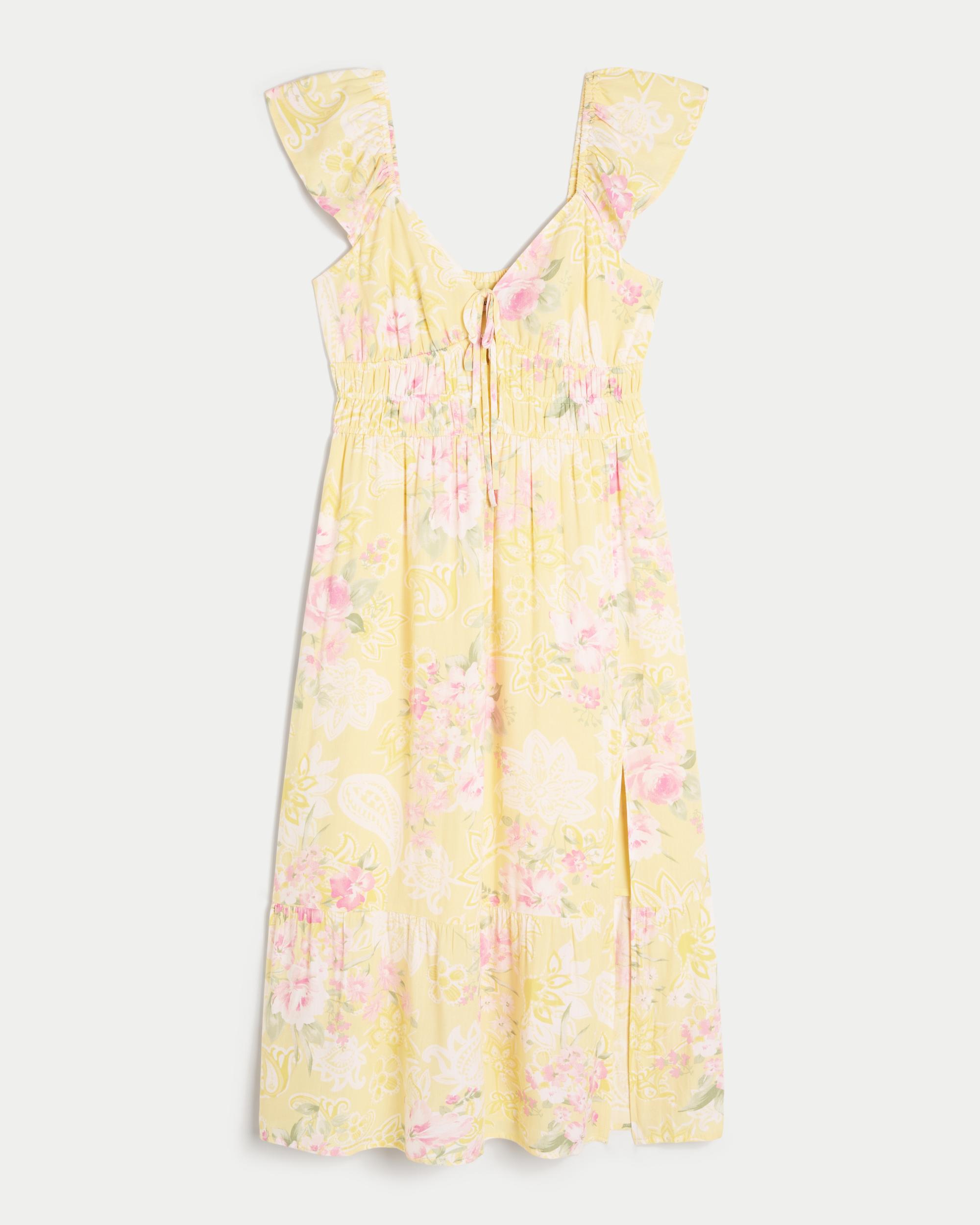 Flutter Sleeve Double-Tie Midi Dress Product Image