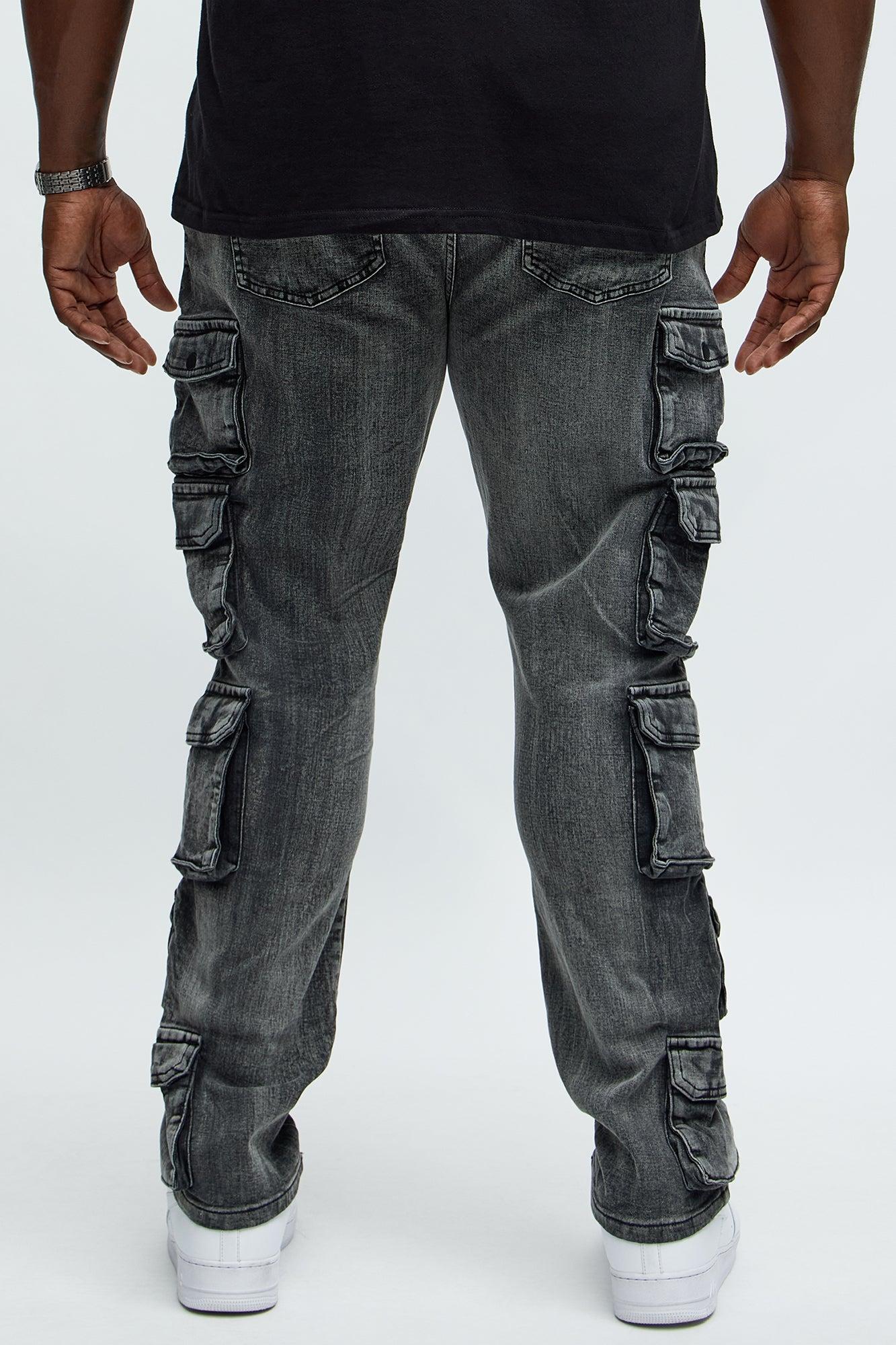 Utility Many Pockets Slim Jeans - Black Wash Male Product Image