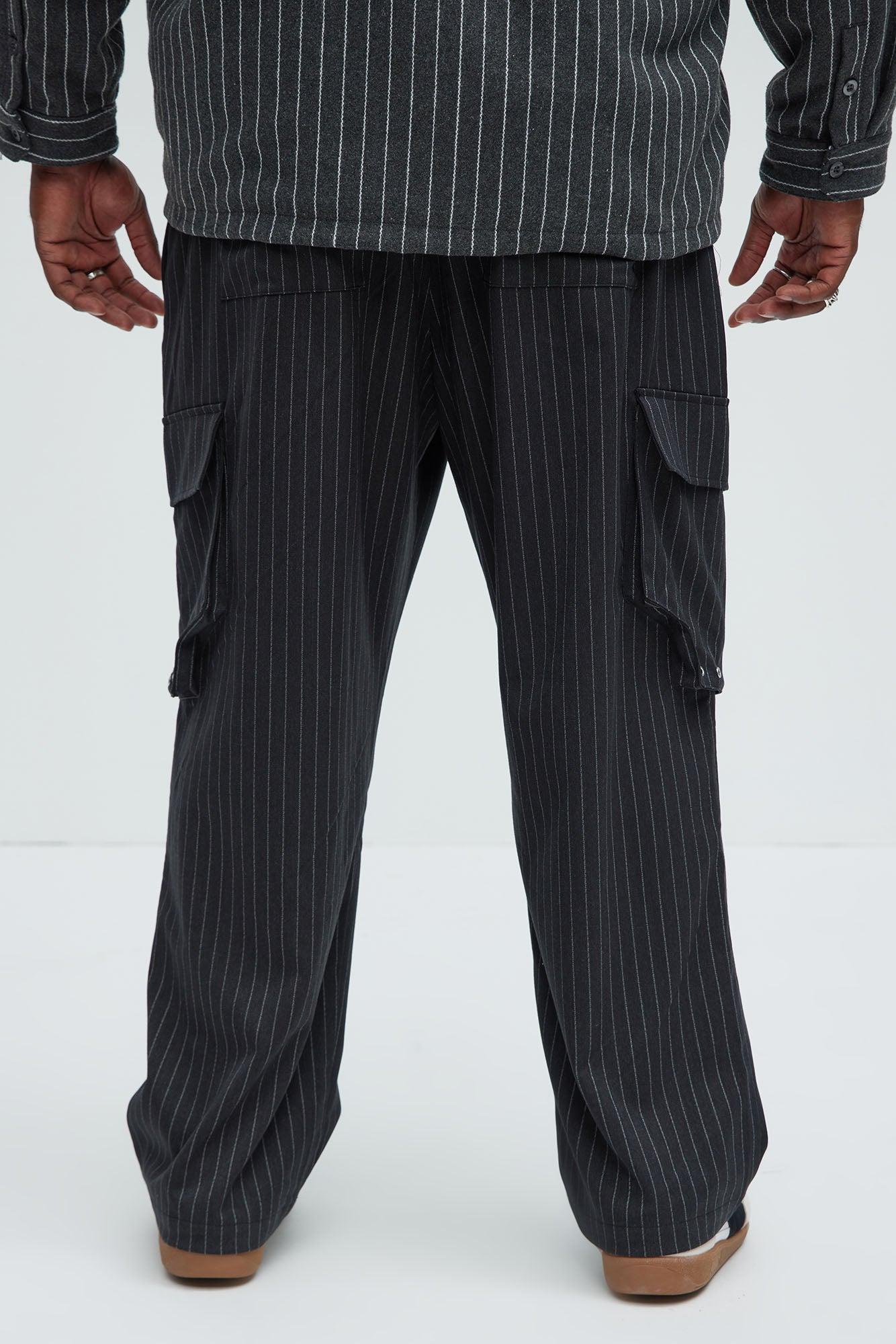 Perth Pinstripes Relaxed Cargo Pants - Black/combo Product Image