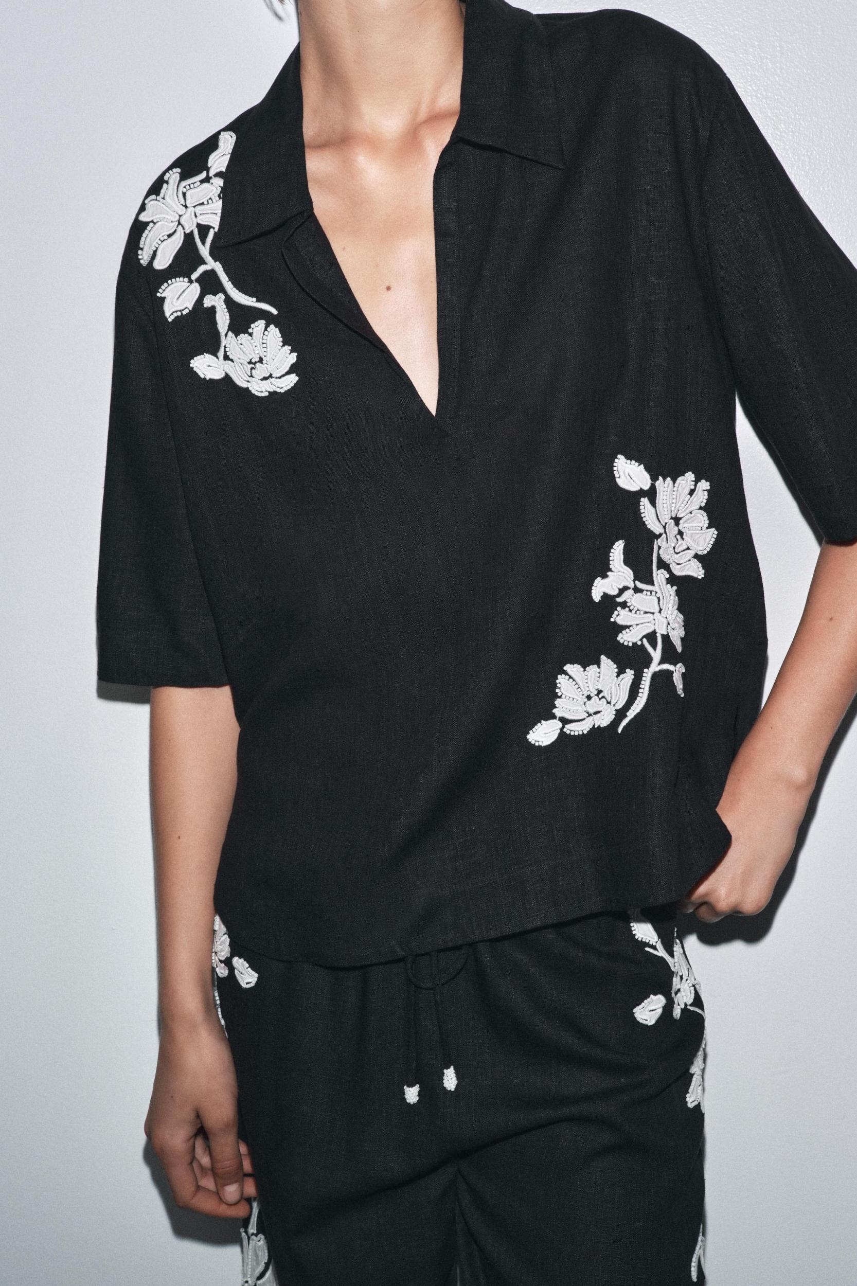 EMBROIDERED BEADED SHIRT ZW COLLECTION Product Image