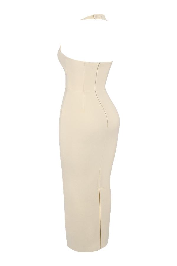 Mia  ecru halter maxi dress - sale Product Image