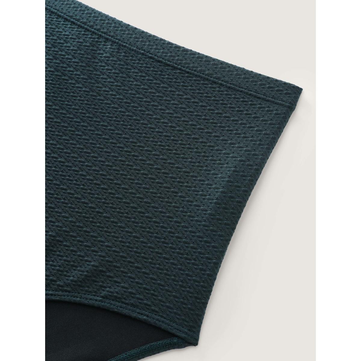 Plus Size Textured Adjustable Cinched Flared Swim Dress Women's Swimwear DarkSlateGray Resort Bodycon Heart neckline High stretch Curve Swim Dresses BloomChic 26/4X Product Image