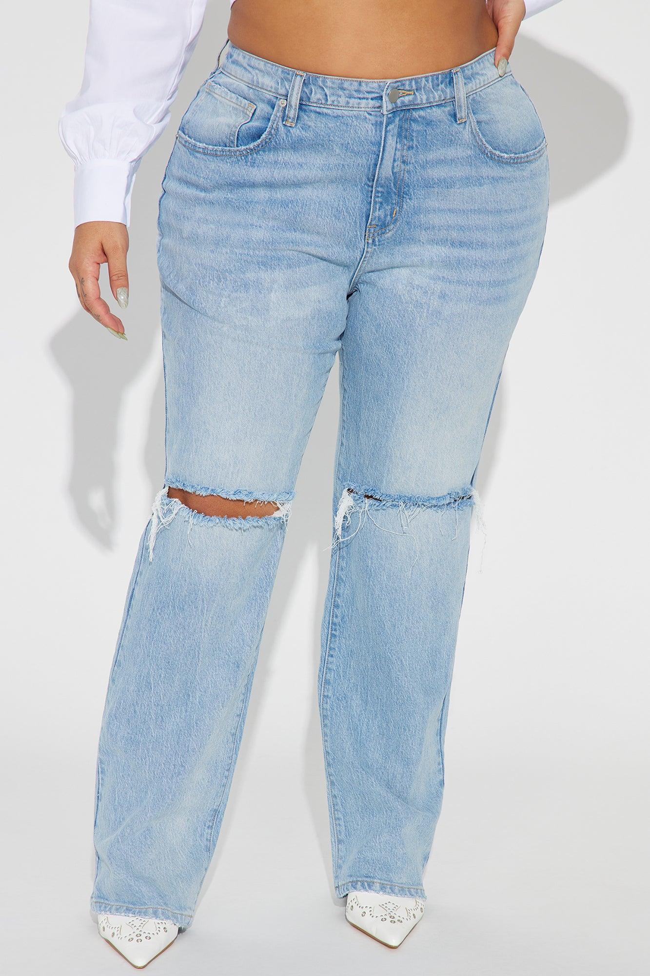 Playing Games Ripped Straight Leg Jeans - Medium Wash Product Image