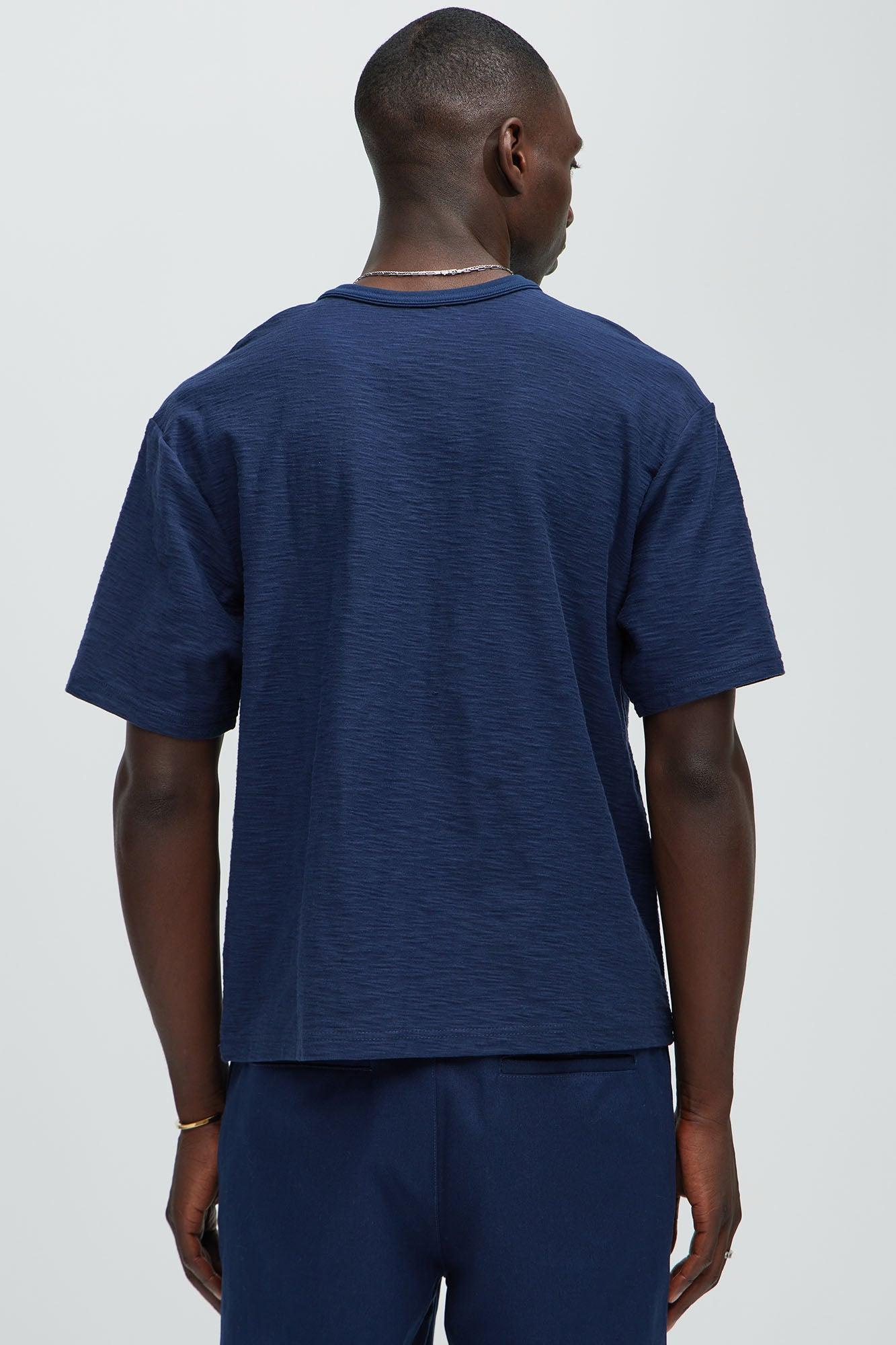 Asher Slub Texture Short Sleeve Tee - Navy Product Image