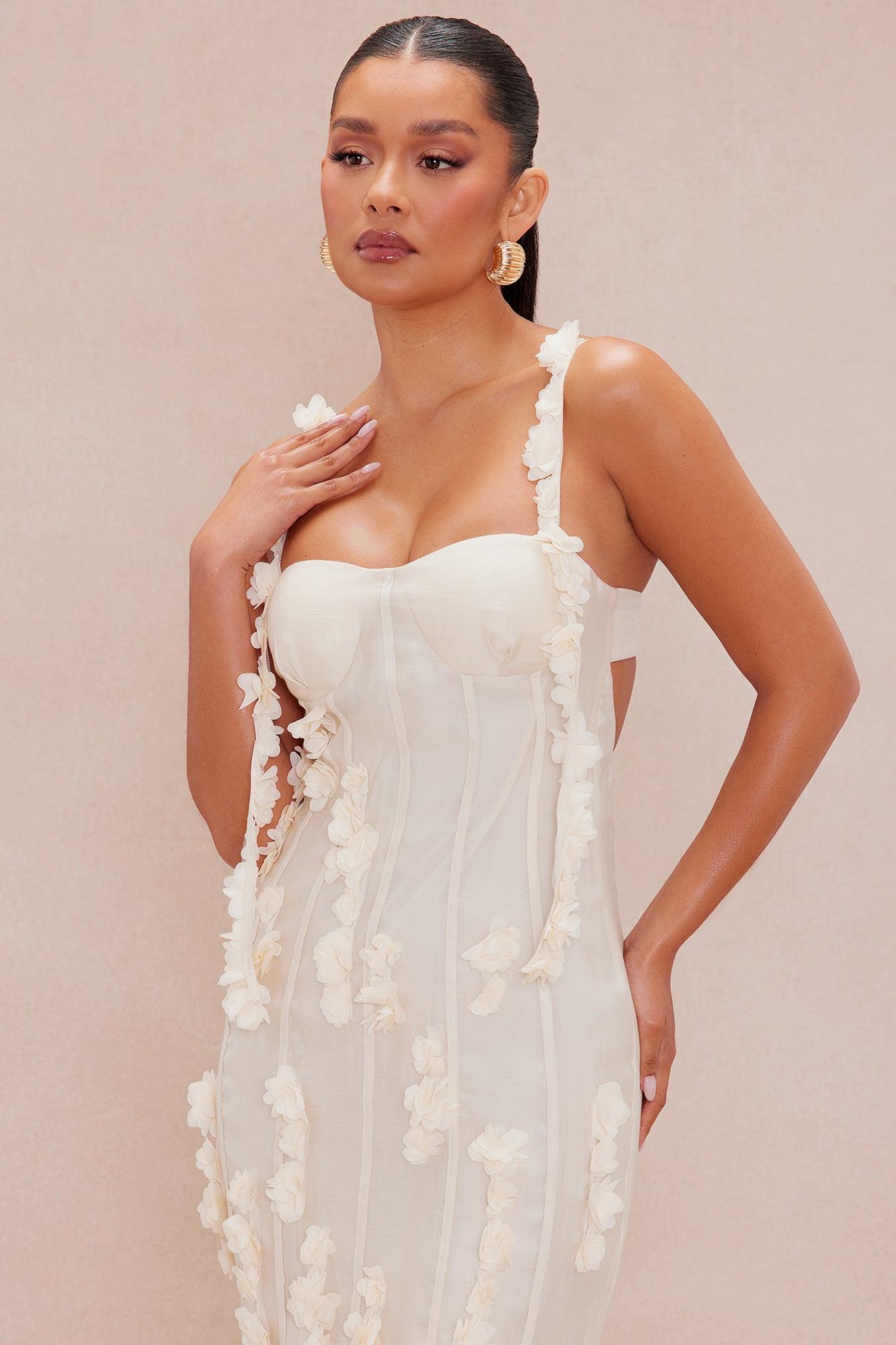 Harmony Floral Maxi Dress - Cream Product Image