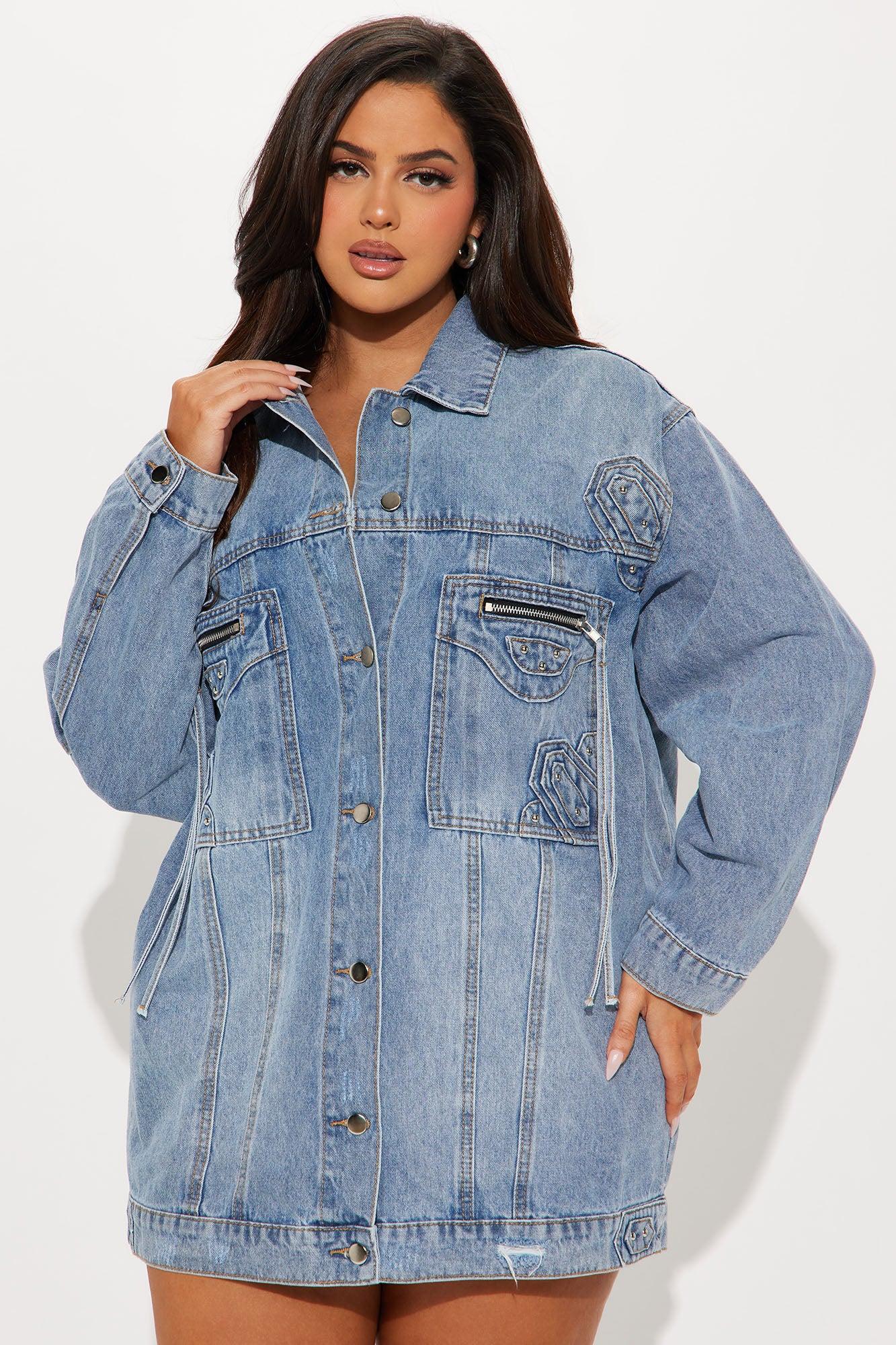 Big Impact Studded Denim Jacket - Light Wash Product Image