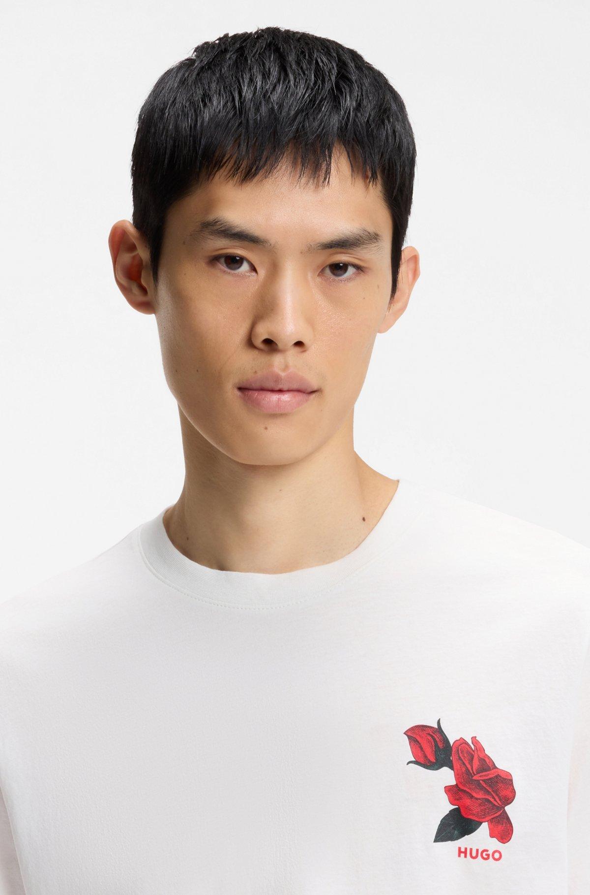 Rose-artwork T-shirt in cotton jersey Product Image