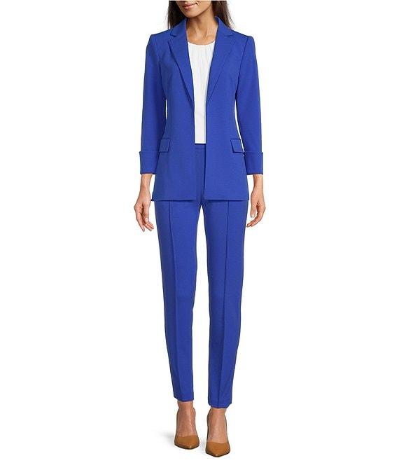 Calvin Klein Solid Pleated Crew Neck Knit Tank Top Product Image