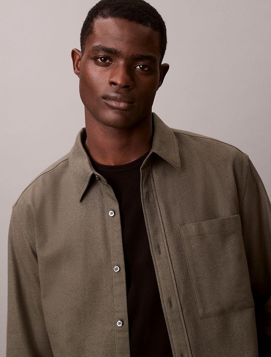 Melange Flannel Relaxed Button-Down Shirt Product Image