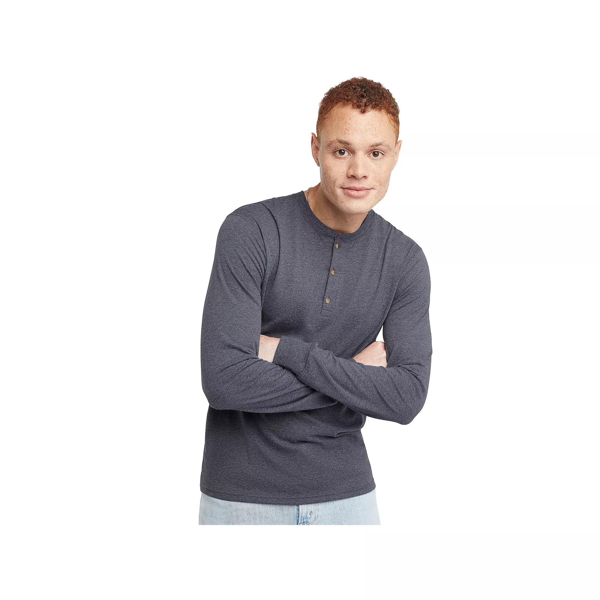 Men's Hanes Originals Tri-Blend Henley,  Product Image
