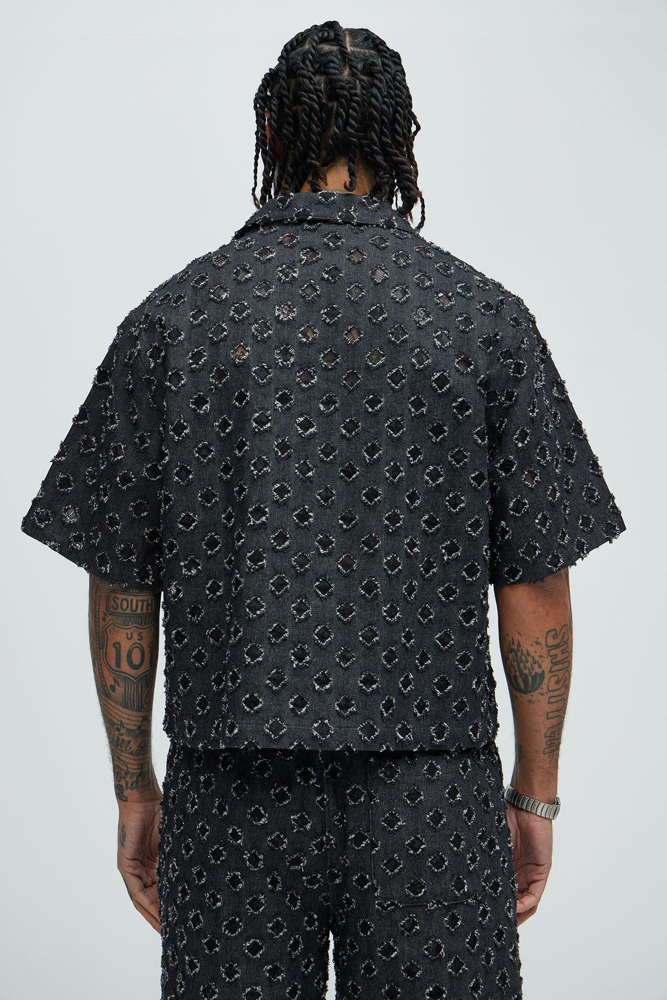 Bravo Cropped Button Up Shirt - Black Product Image