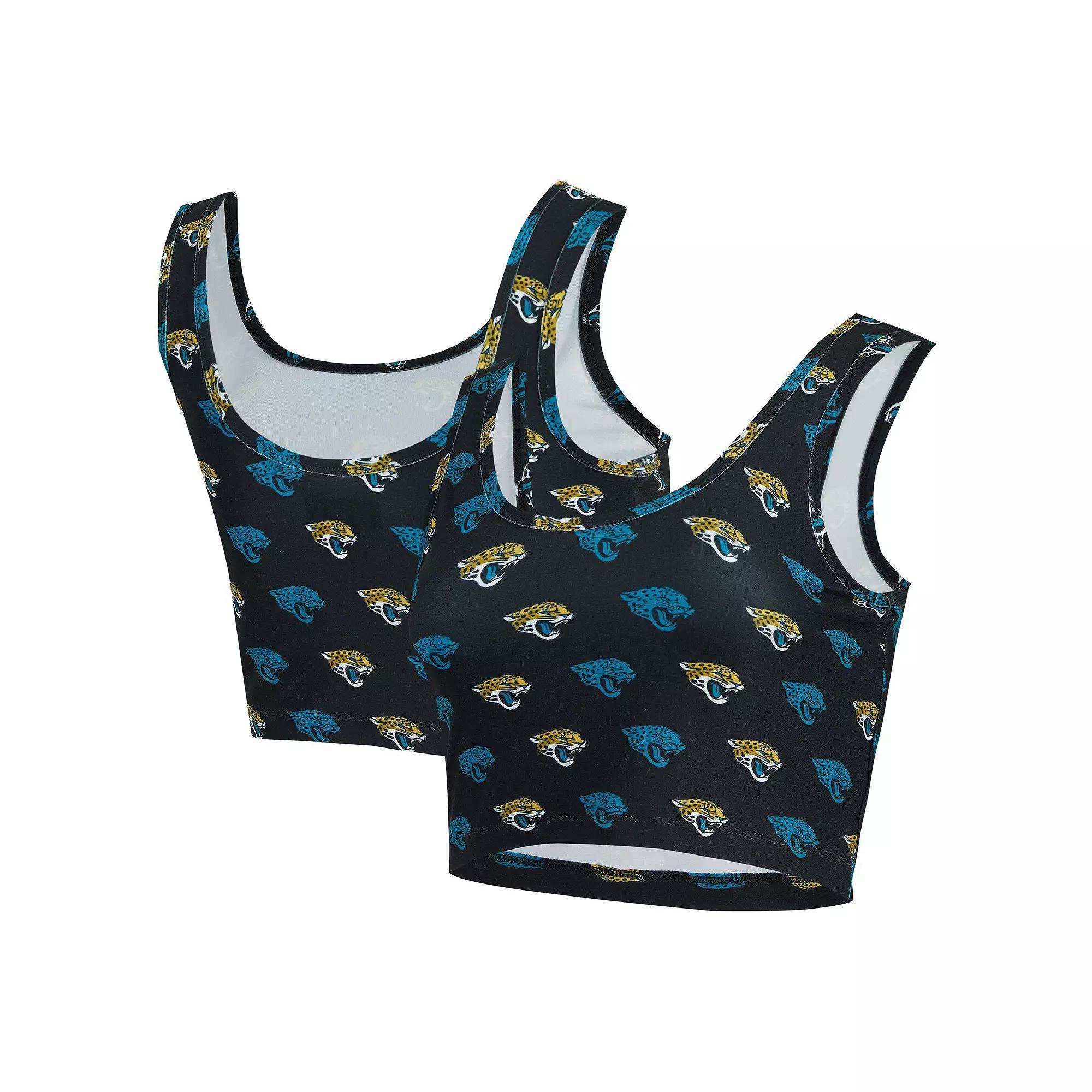 Women's Concepts Sport Black Jacksonville Jaguars Record Allover Print Bralette, Size: Large Product Image