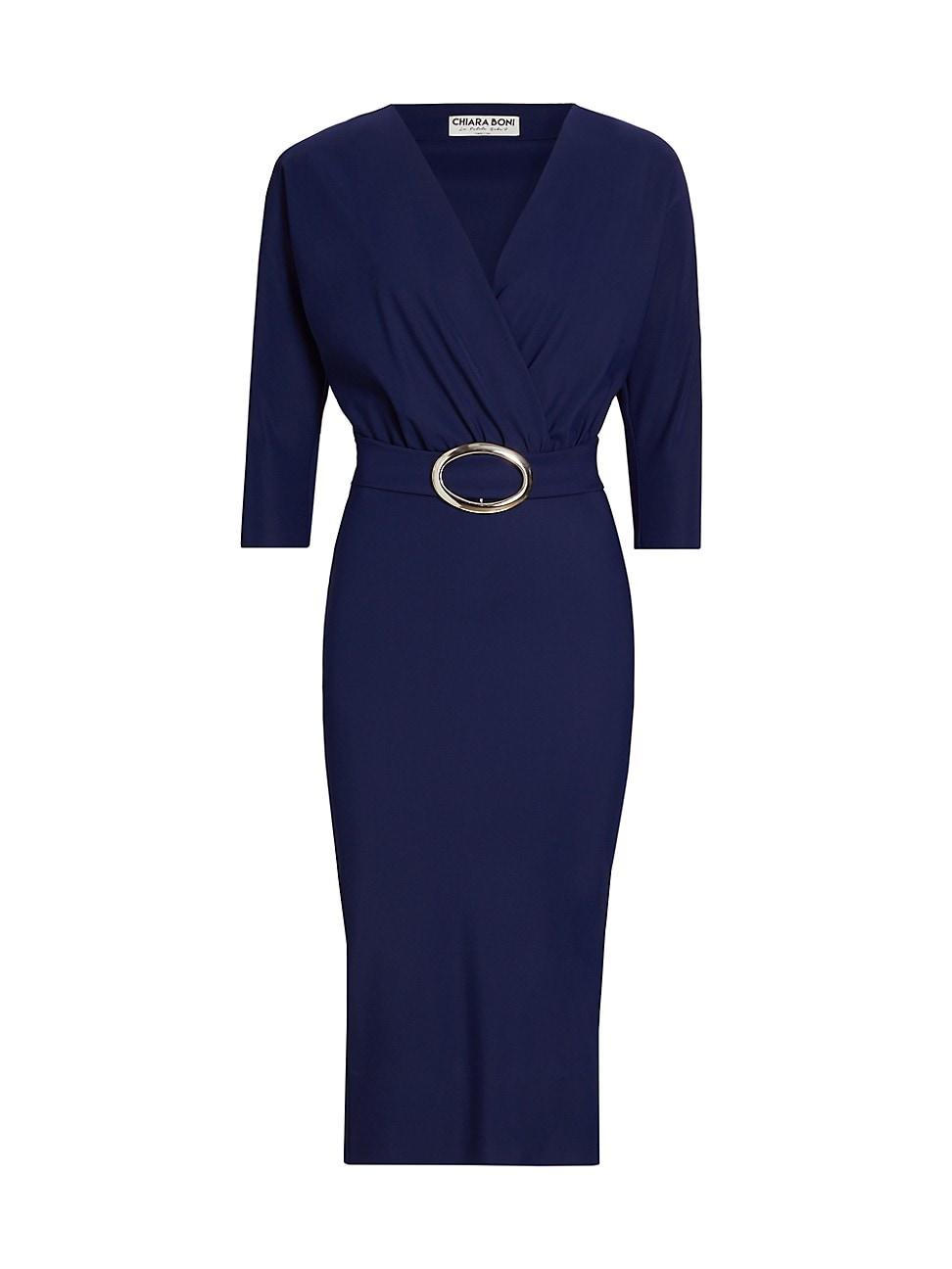 Womens Nastia V-Neck Belted Cocktail Dress Product Image