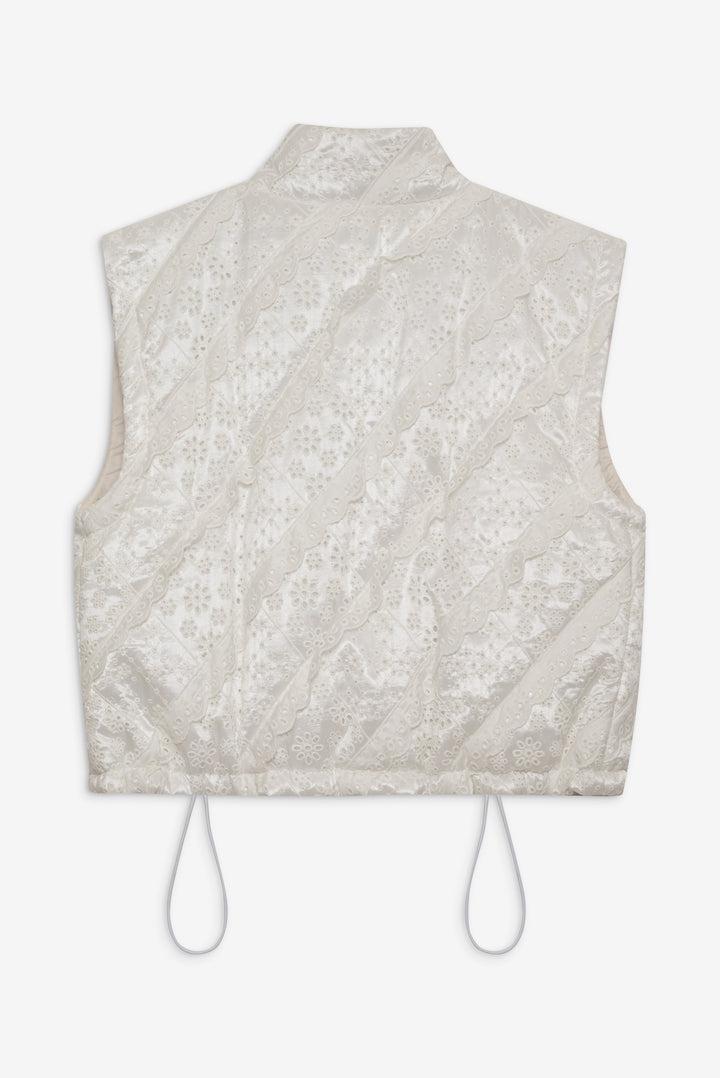 Sloane Eyelet Puffer Vest — White Product Image