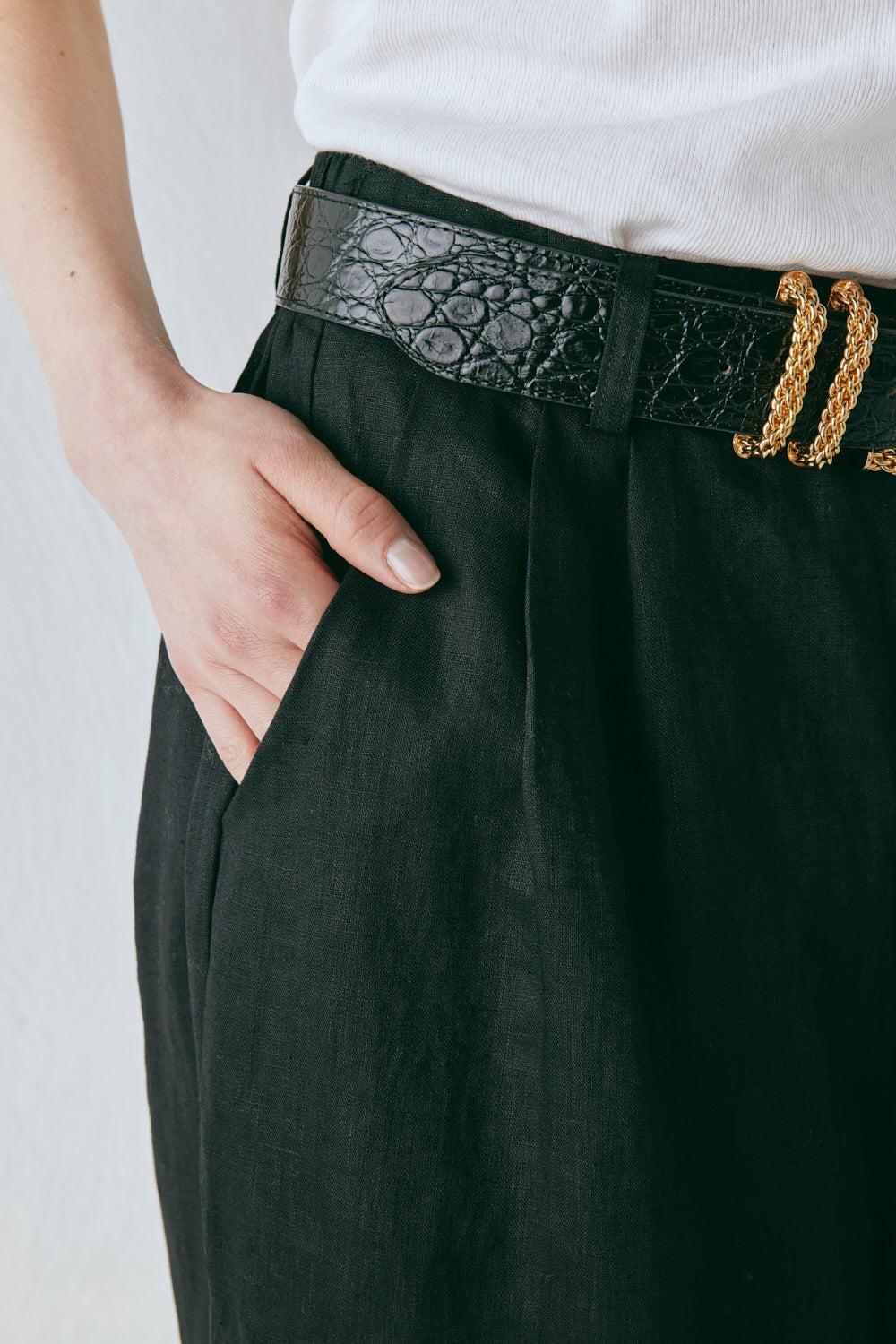 Energy Flows Linen Pants Black Product Image