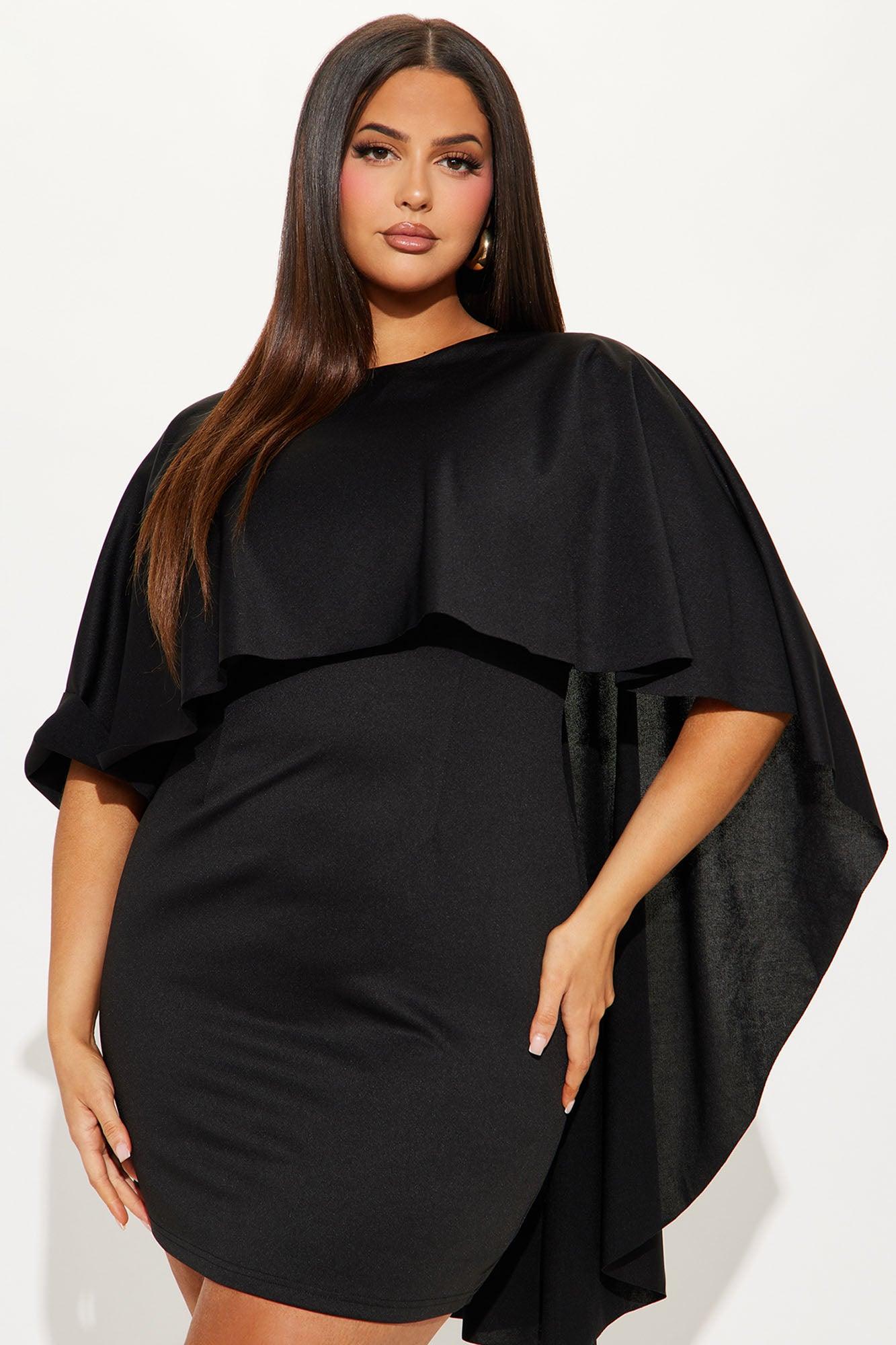 Once In A Lifetime Cape Mini Dress - Black Product Image