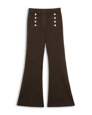 Athena High Rise Flare Leg Jeans in Khaki Green Product Image