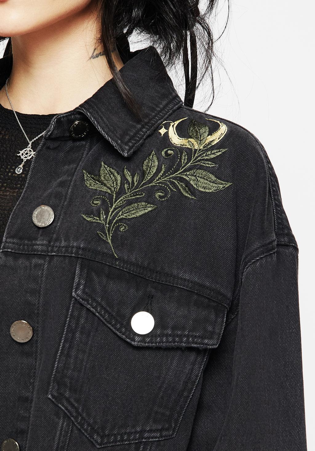 Nirah Embroidered Crop Denim Jacket Product Image