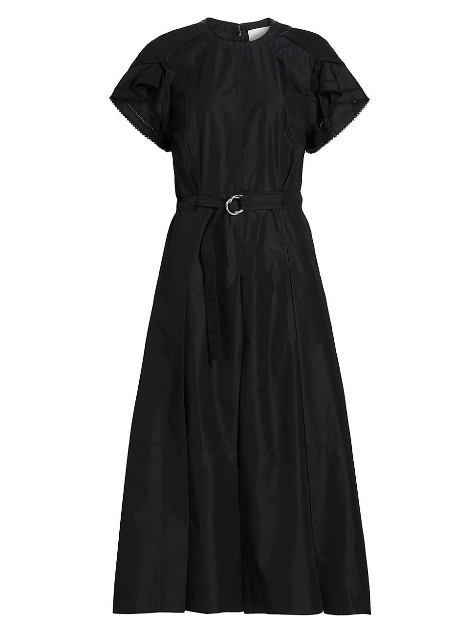 Womens Cascade Drape Belted Midi-Dress Product Image