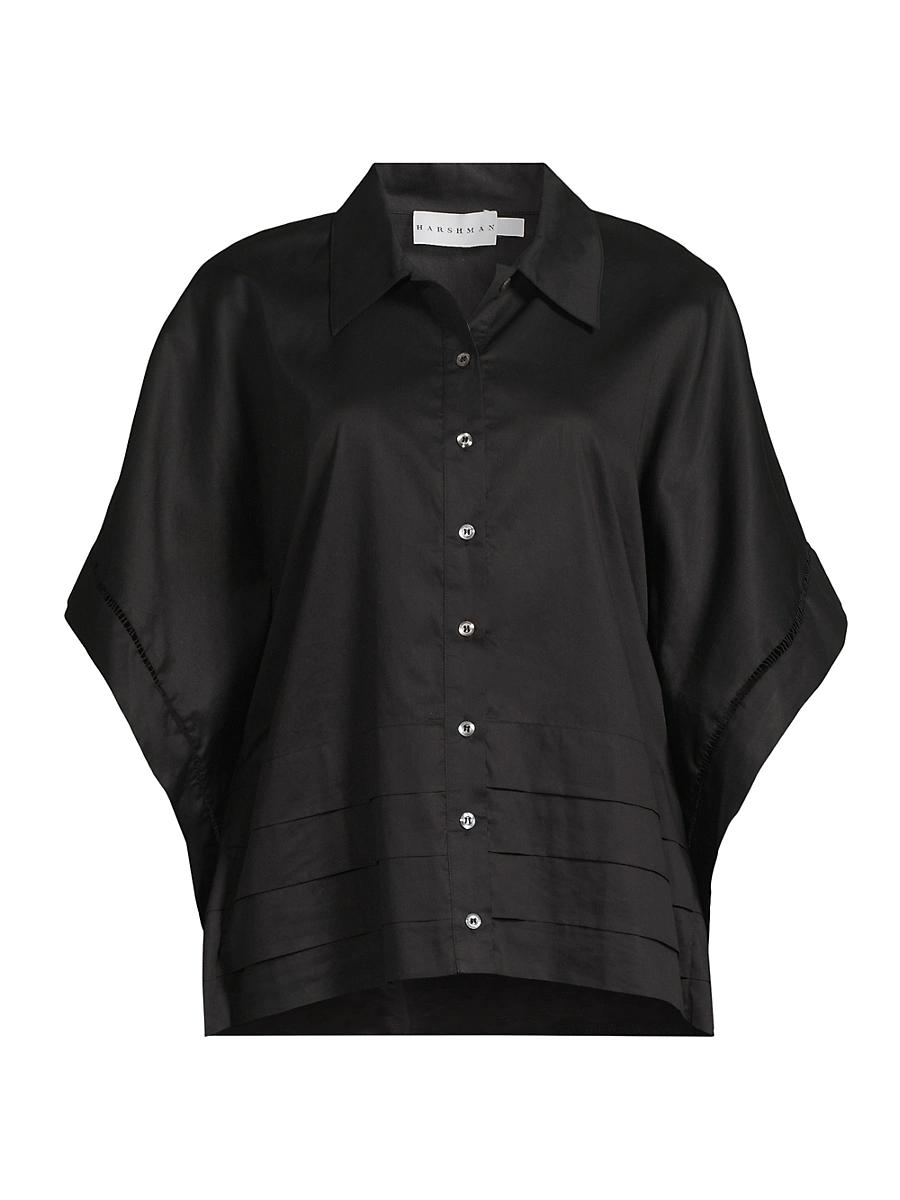 Womens Harpa Pleated Cotton Shirt Product Image