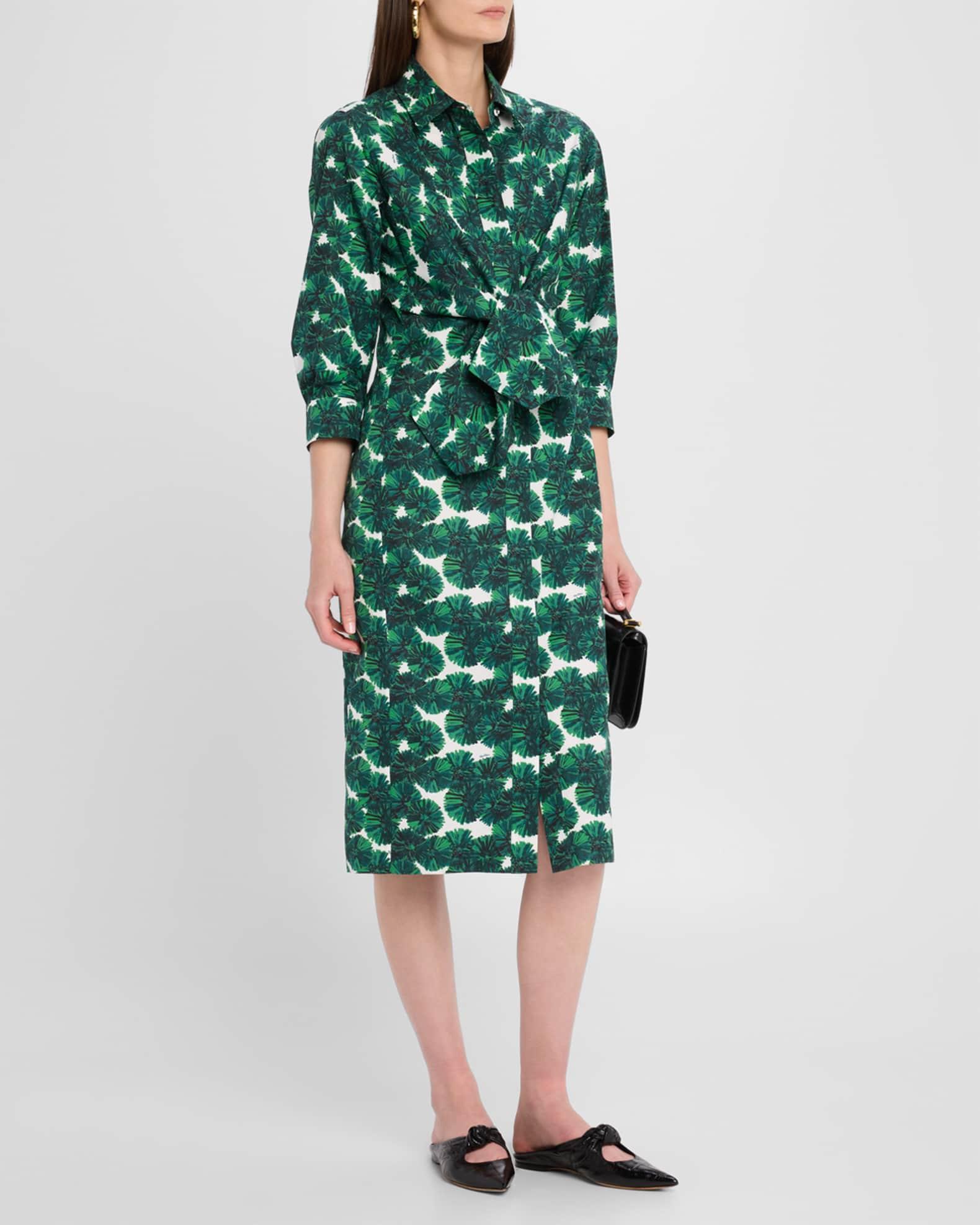 Maremma Floral Waist-Tie Midi Shirtdress Product Image