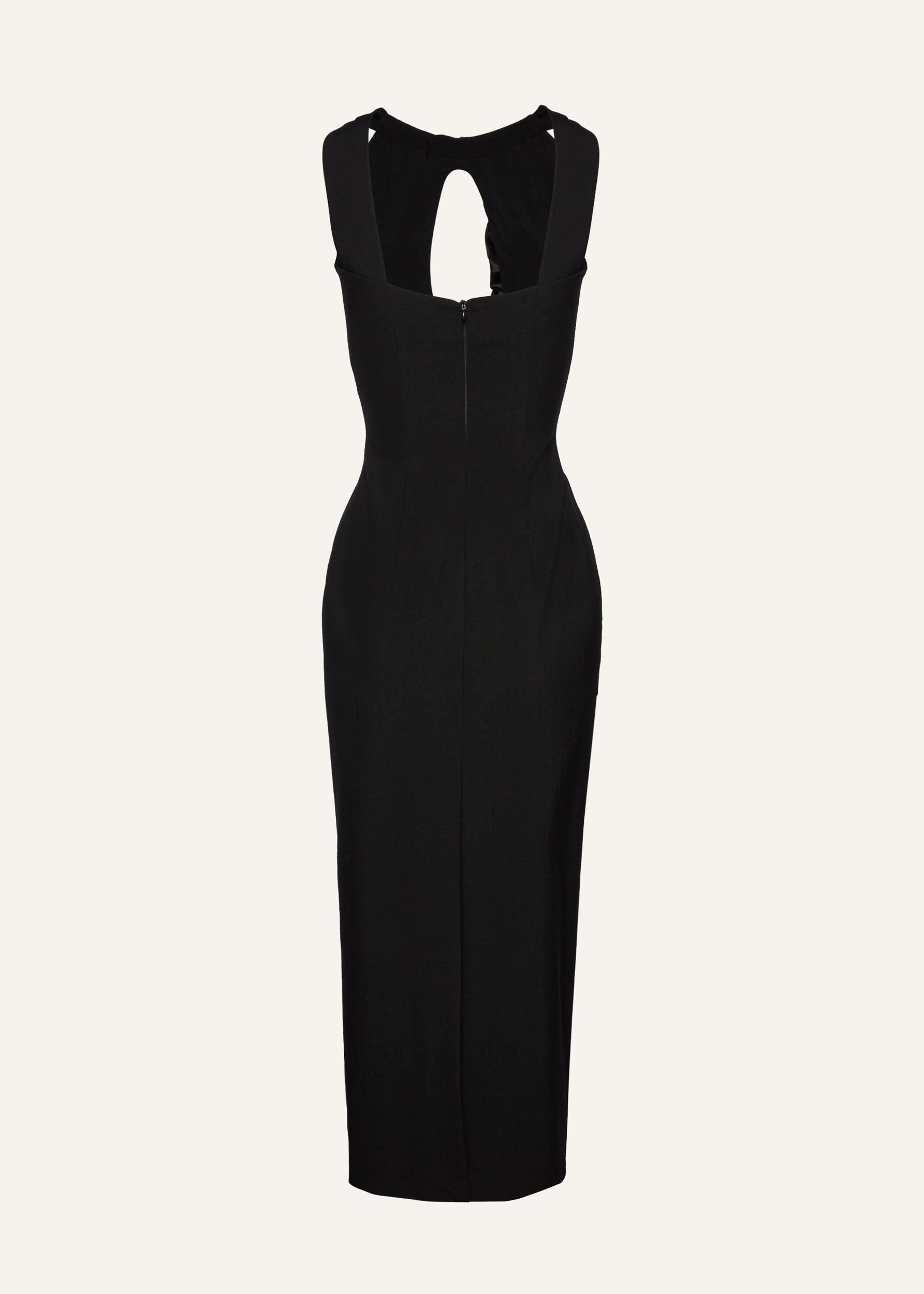 Wool keyhole midi dress in black Product Image