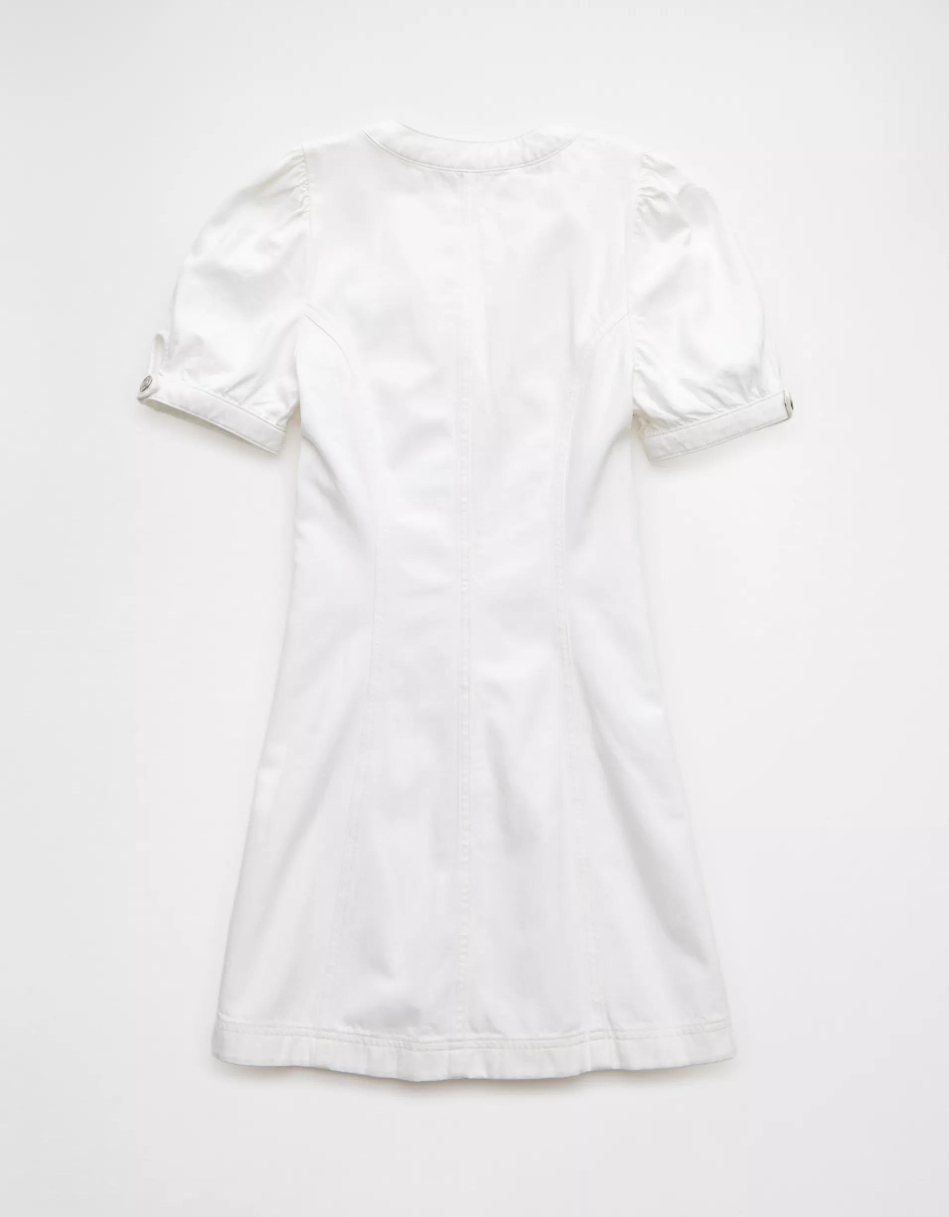 AE Puff Sleeve Denim Shift Dress Product Image