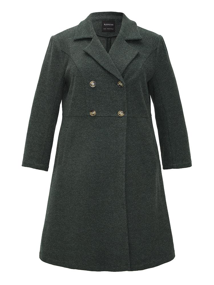 Solid Pocket Double Breasted Heather Overlap Collar Coat Female Product Image