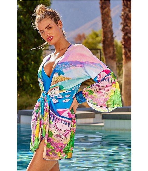 Becca By Rebecca Virtue Positano Stretch Mesh Tie Front Tunic Swim Cover-Up Product Image