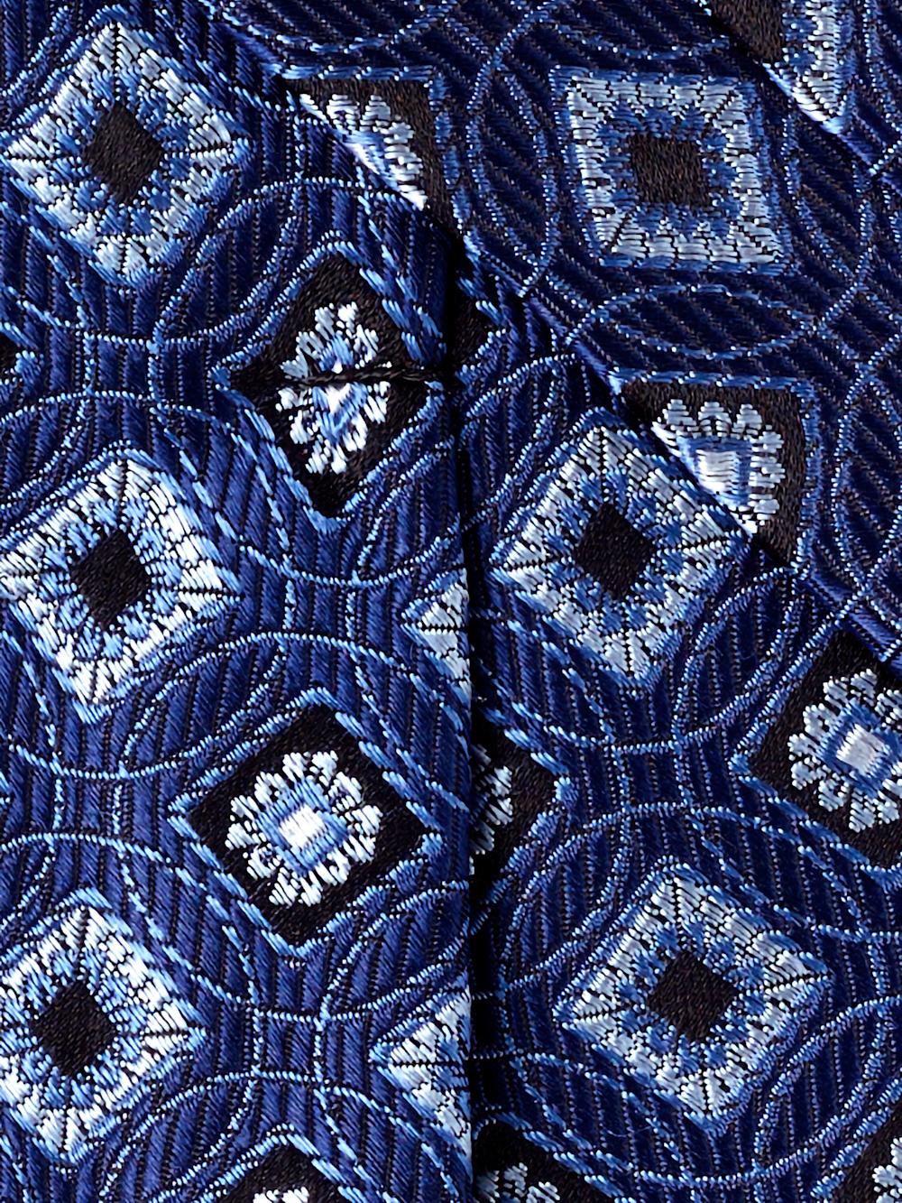 Medallion Woven Silk Tie - Navy Product Image