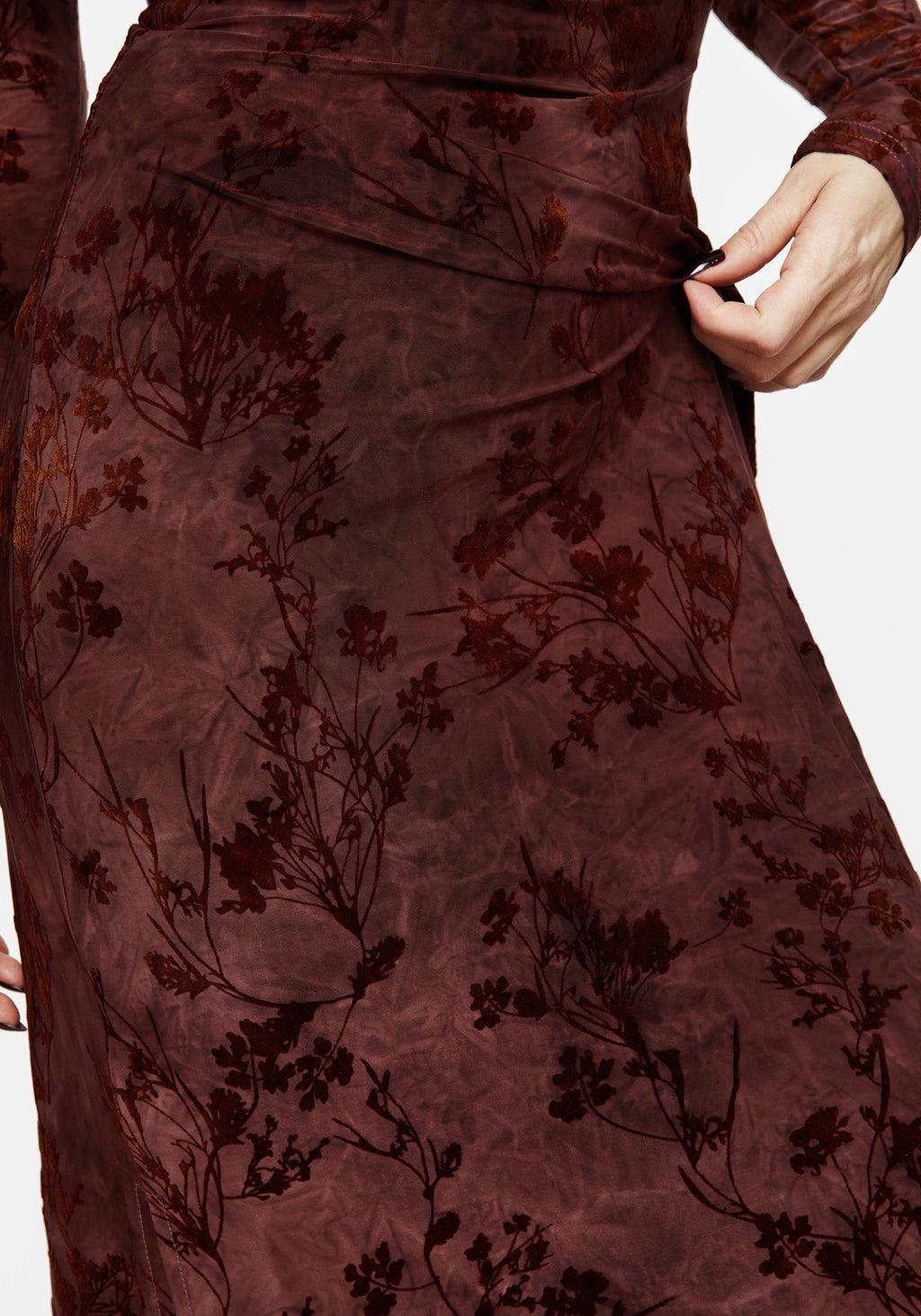 Wytchelm Flocked Velour Midaxi Dress - Red Product Image