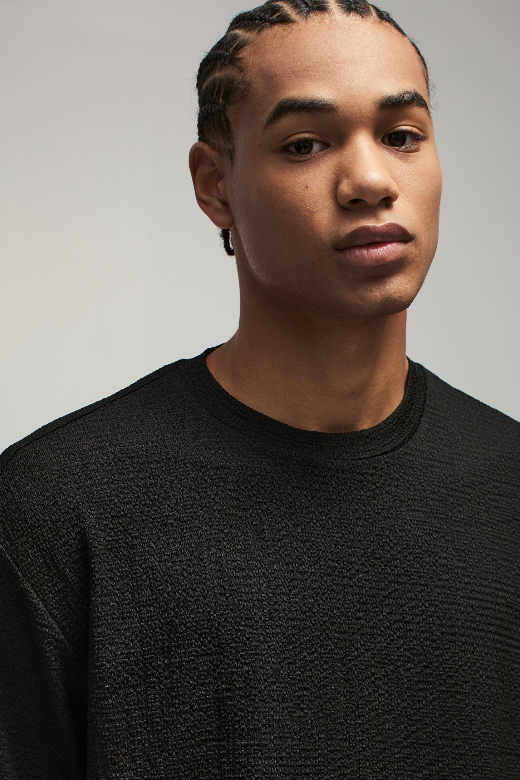 Oversized Boxy Textured T-Shirt | boohooMAN USA Product Image