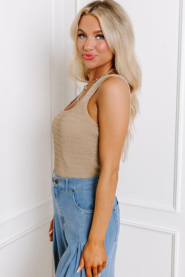 Life Of The Party Knit Bodysuit in Khaki Product Image