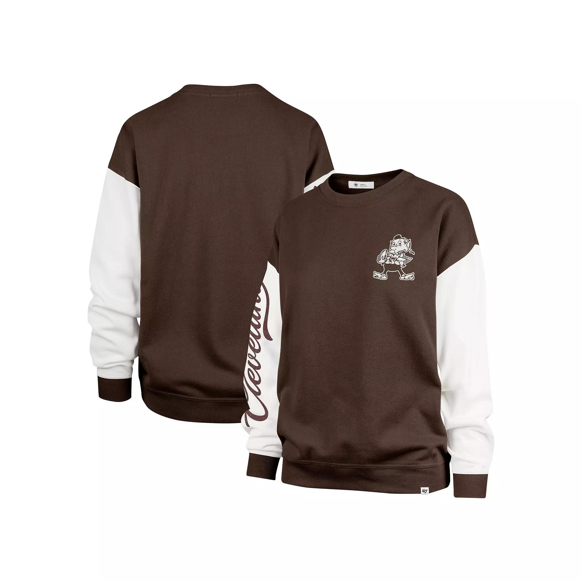 Women's '47 Brown Cleveland Browns Double Header Rise Andie Pullover Sweatshirt,  Product Image