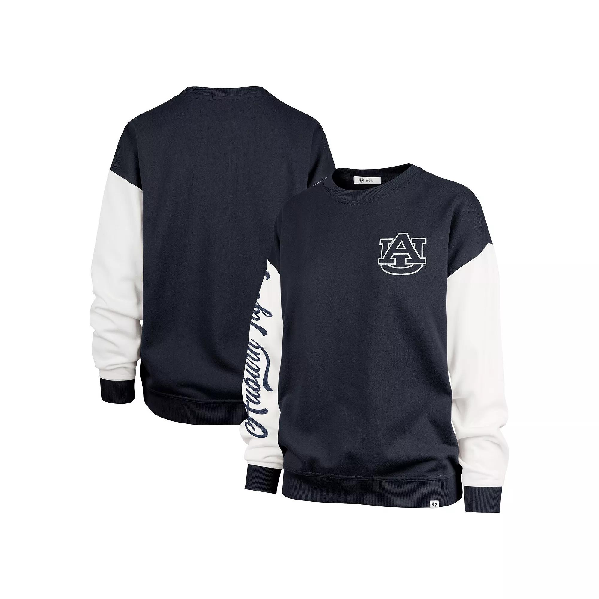 Women's '47  Navy Auburn Tigers Double Header Rise Andie Pullover Sweatshirt, Size: Medium, Blue Product Image