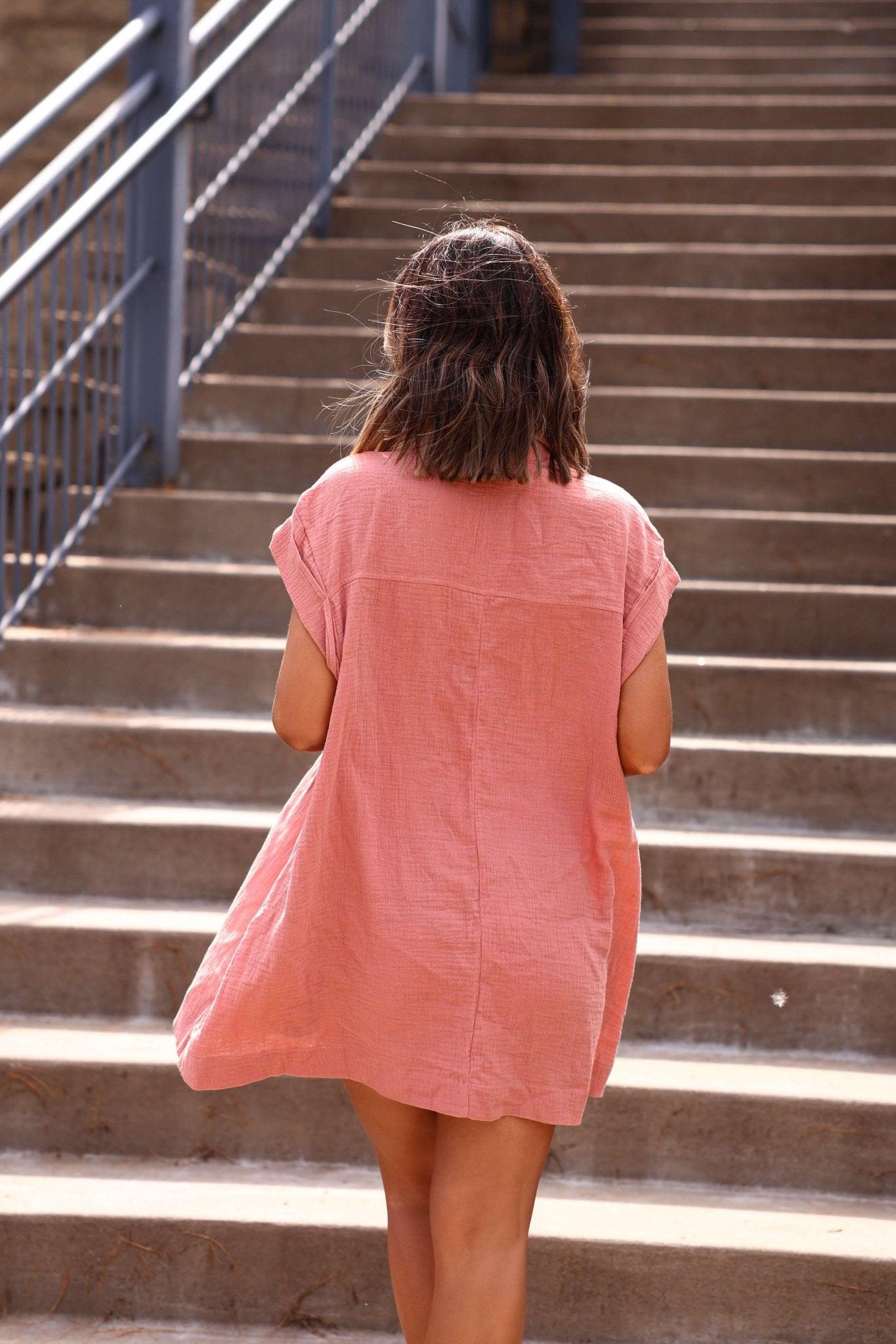 Clay Belle Button Down Tunic Mini Dress - FINAL SALE Product Image