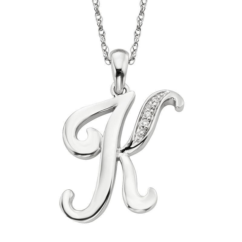 Sterling Silver Diamond Accent Initial Pendant, Women's,  Product Image