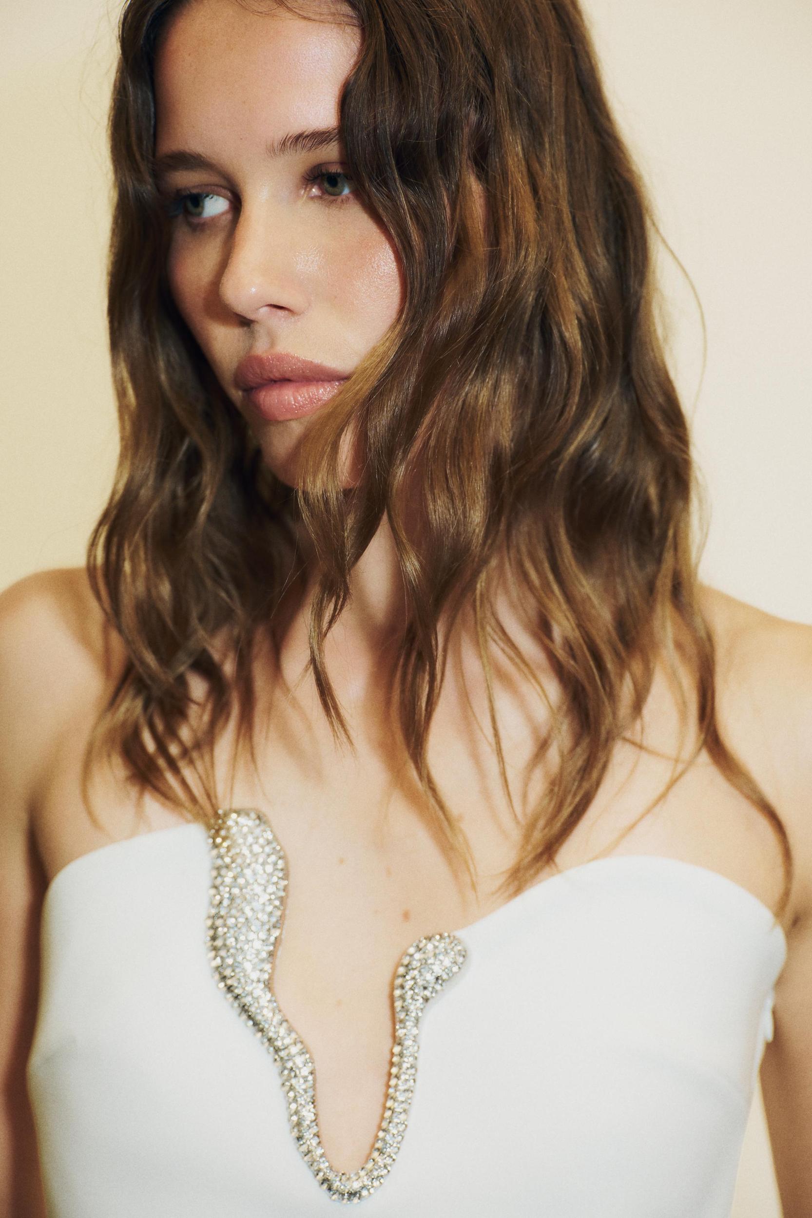 SHORT DRESS WITH JEWEL APPLIQUÉ Product Image